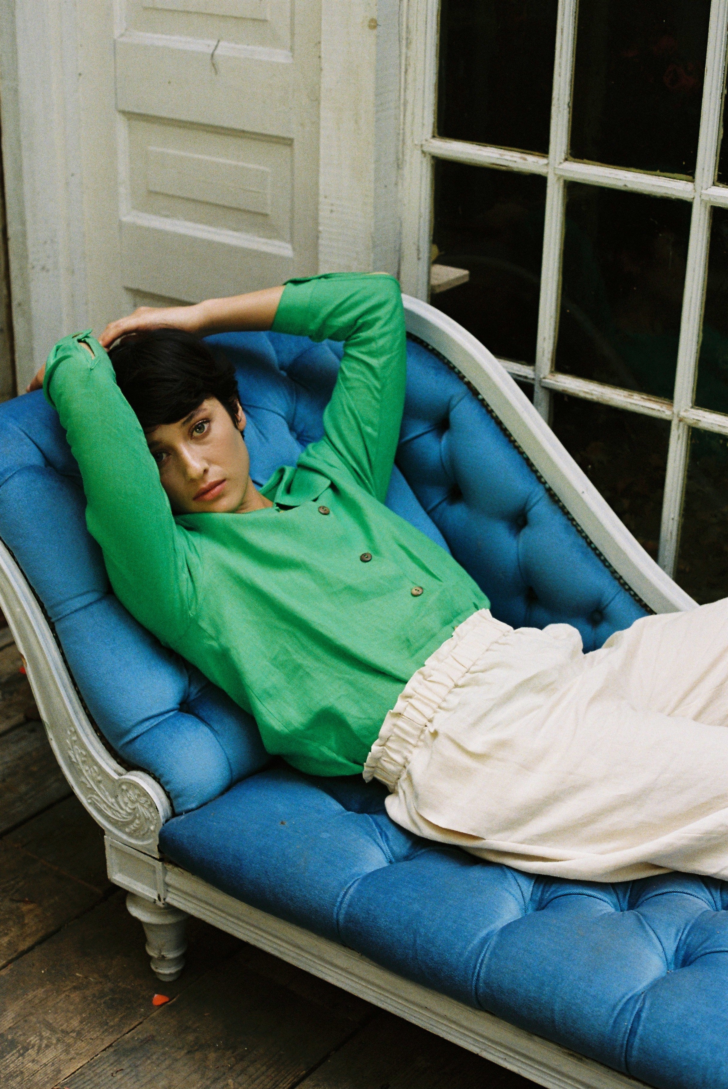 Claudine Linen Blouse - Jade