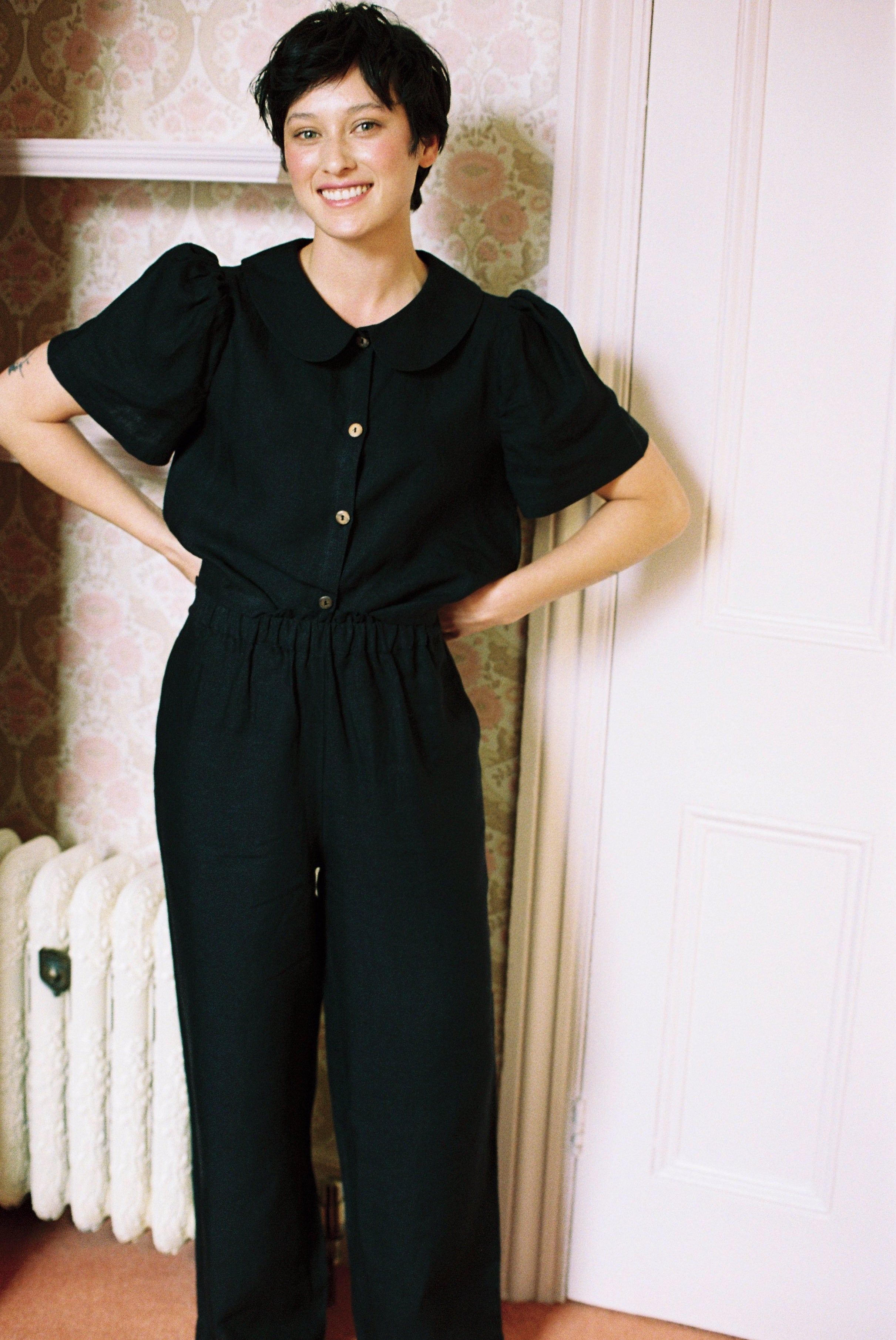 Maya Linen Trousers - Black