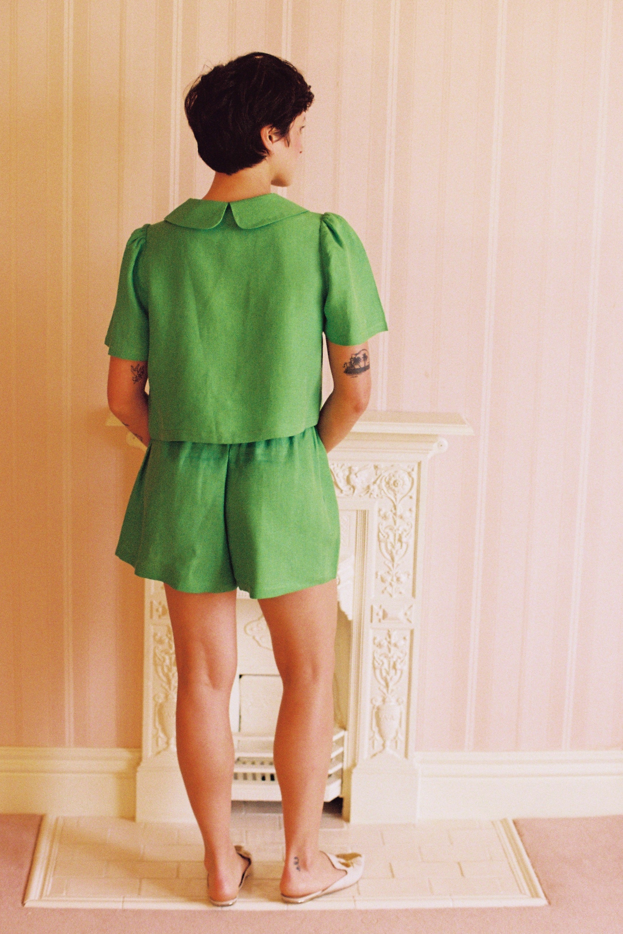 Olivia Linen Shorts - Jade