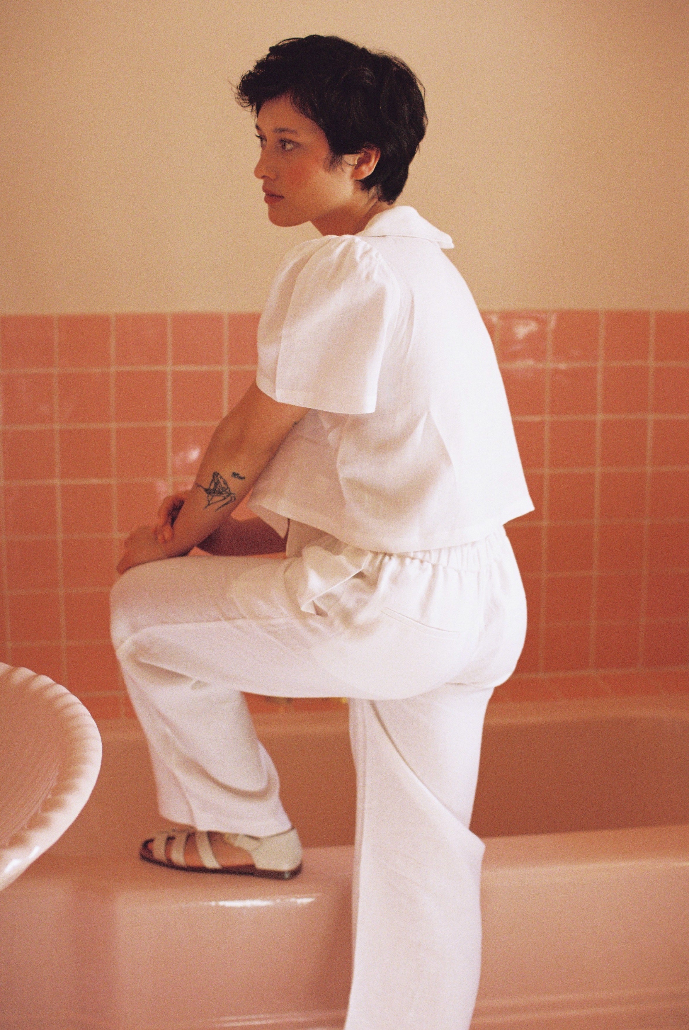 Maya Linen Trousers - White