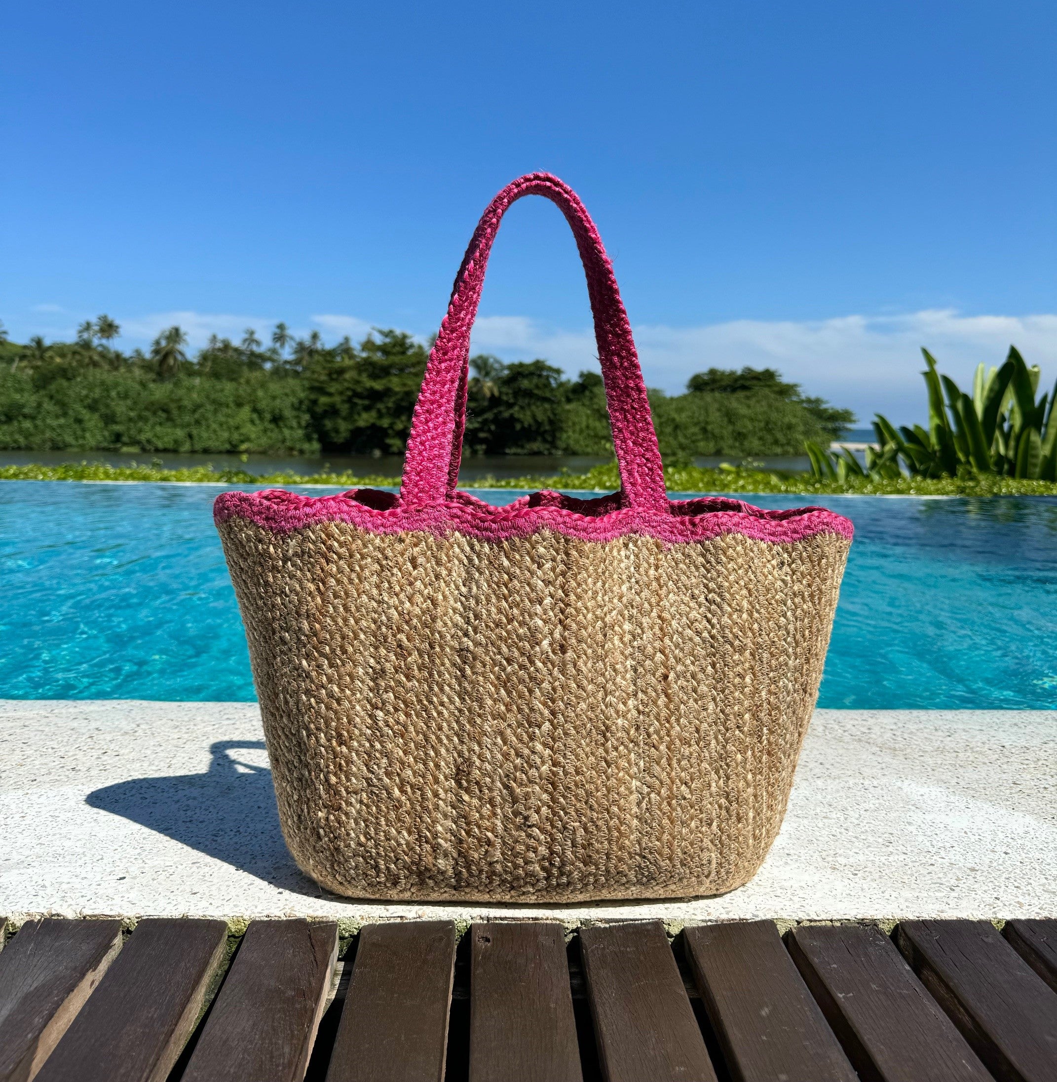 Magenta Scallop Tote Large
