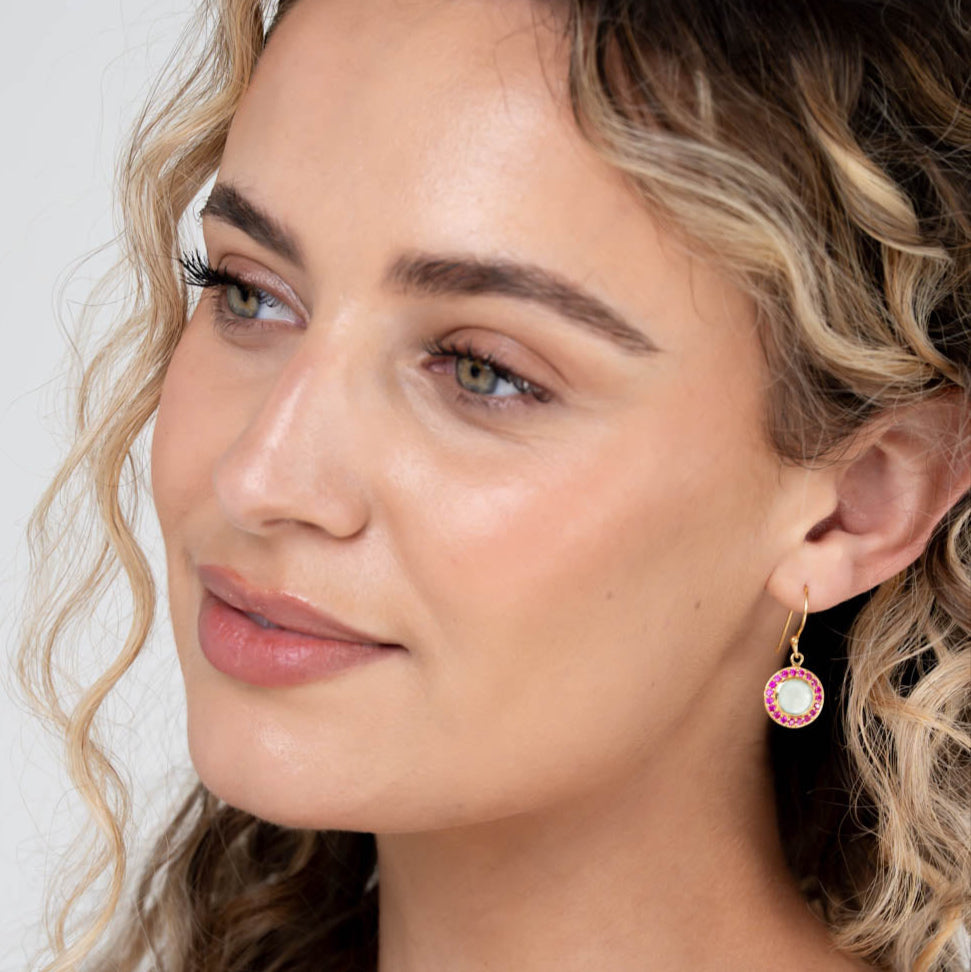 Carousel Drops in Aqua Chalcedony and Ruby Zirconia