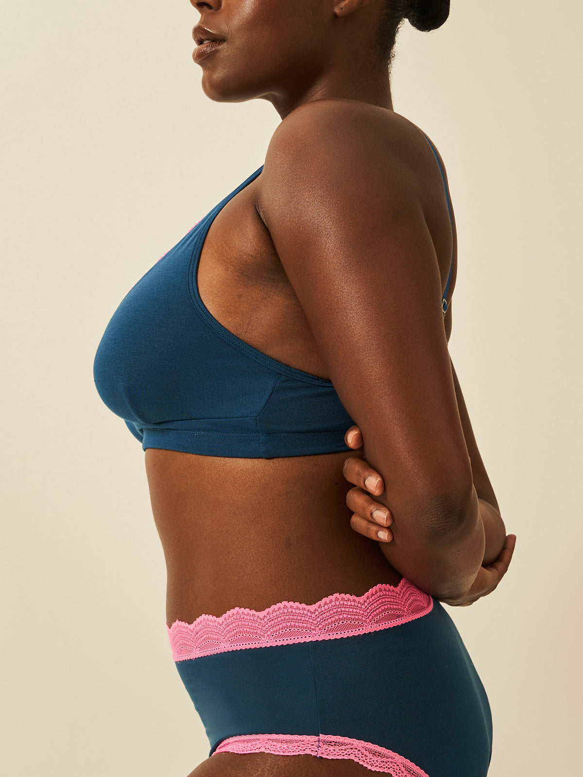 Lace Plunge Bra - Midnight Neon Pink