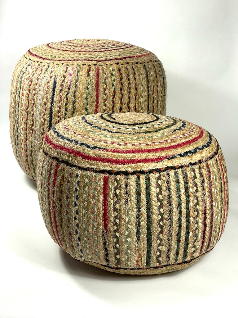 Multi Jute Pouffe Small