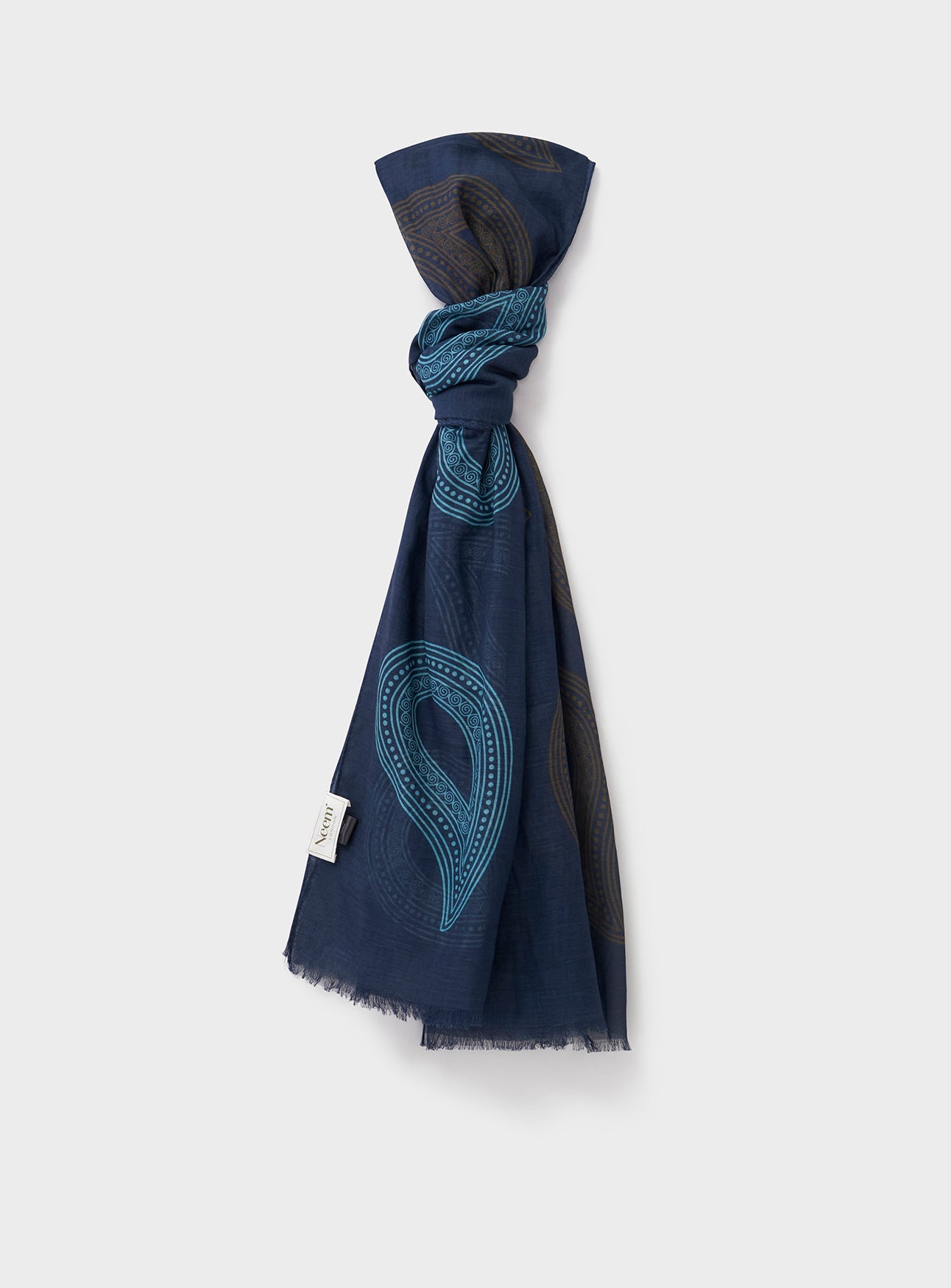 Cotton & Cashmere Wool Deep Navy Neck Scarf