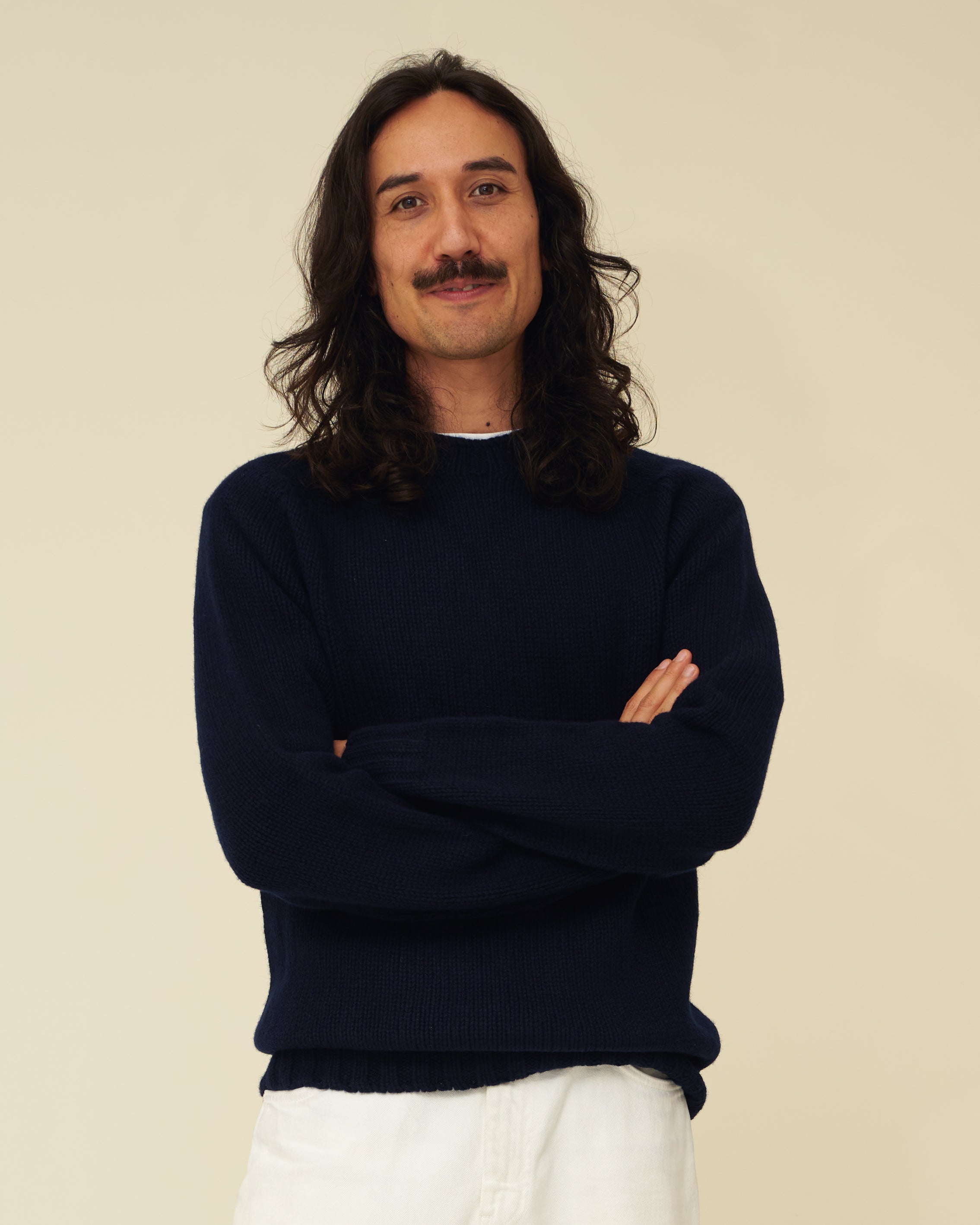 Chunky Merino Lambswool Jumper - Navy Blue (Knitted-to-Order)