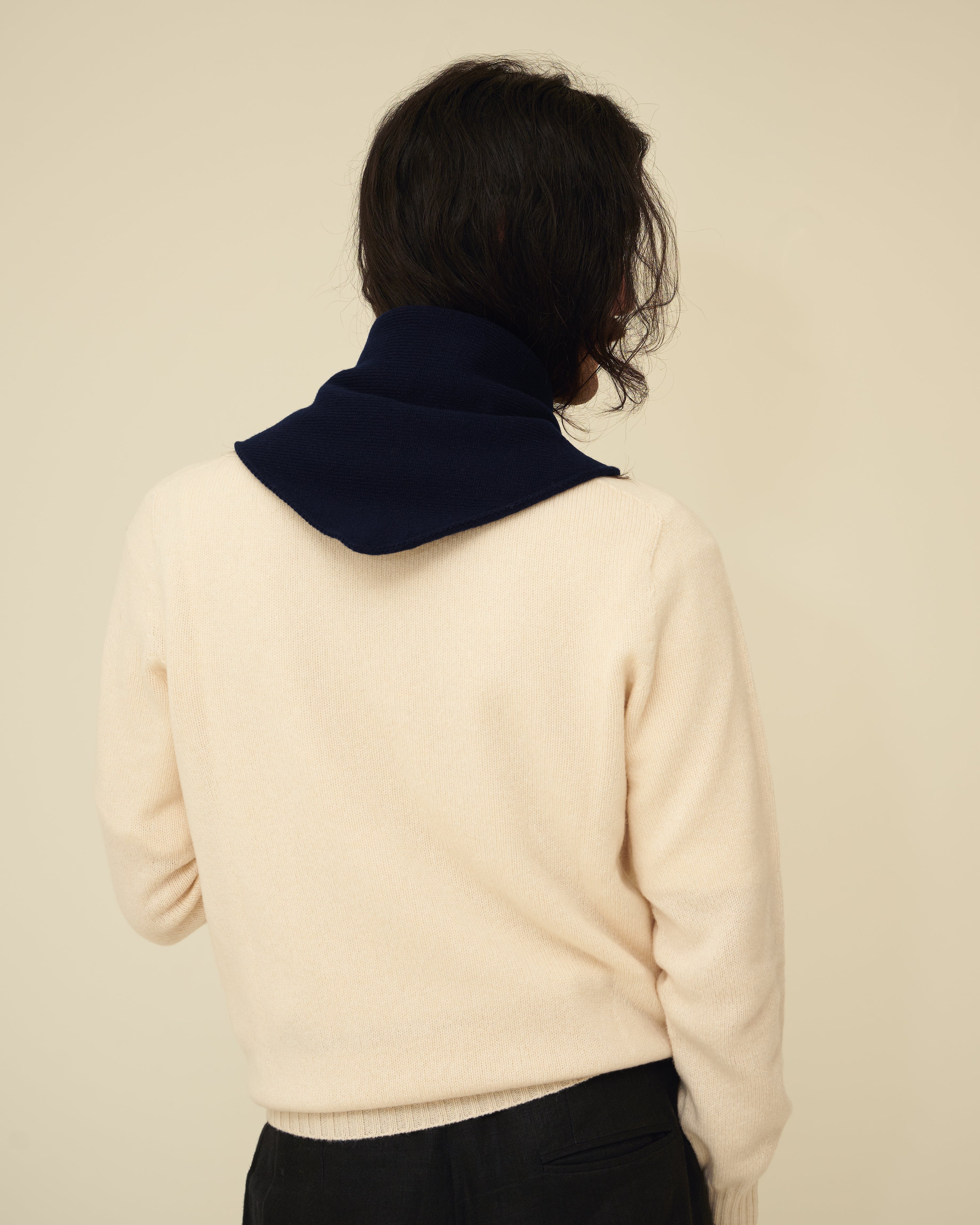 Merino Lambswool Neckerchief - Navy Blue (Knitted-to-Order)