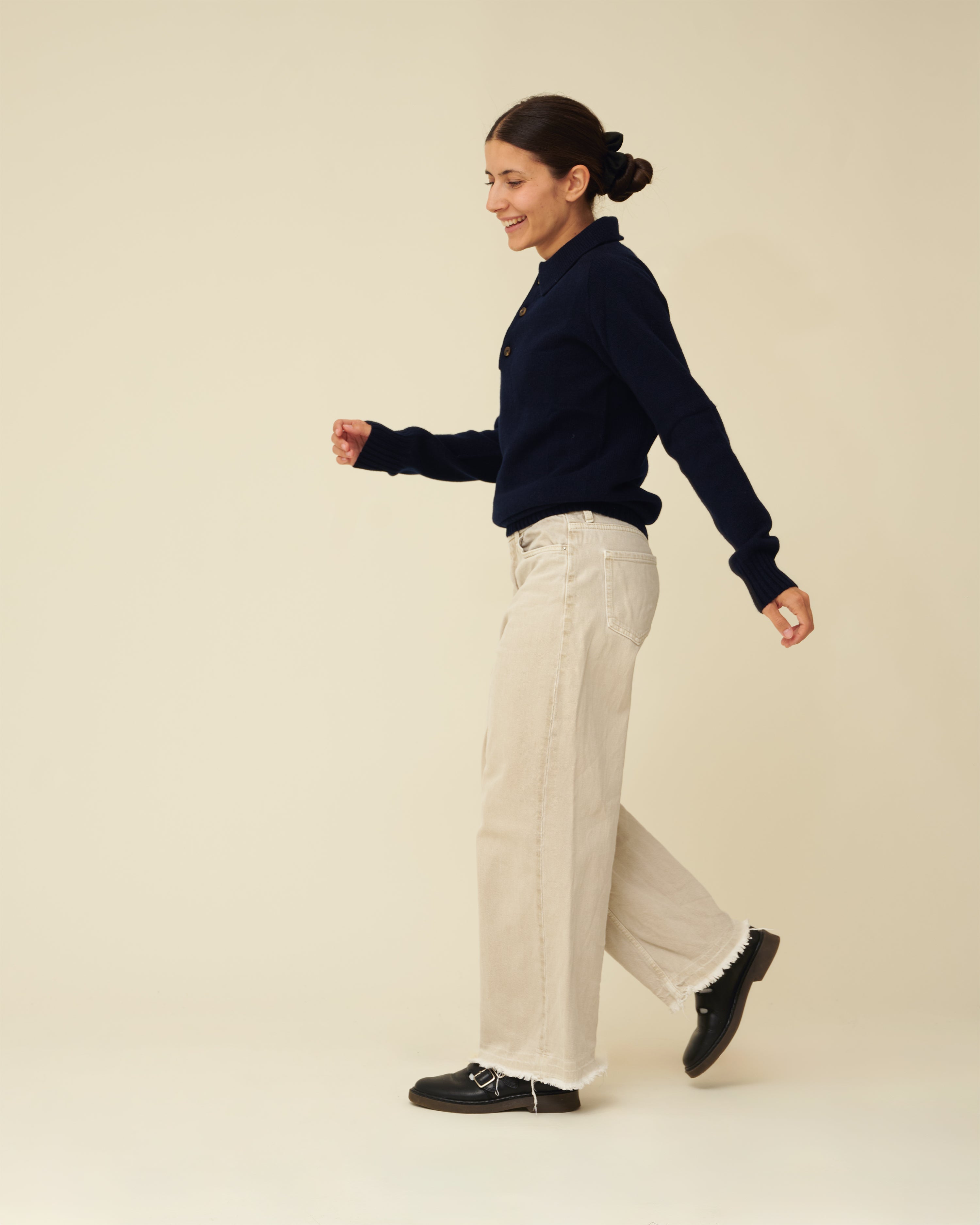 Merino Lambswool Rugby Jumper - Navy Blue