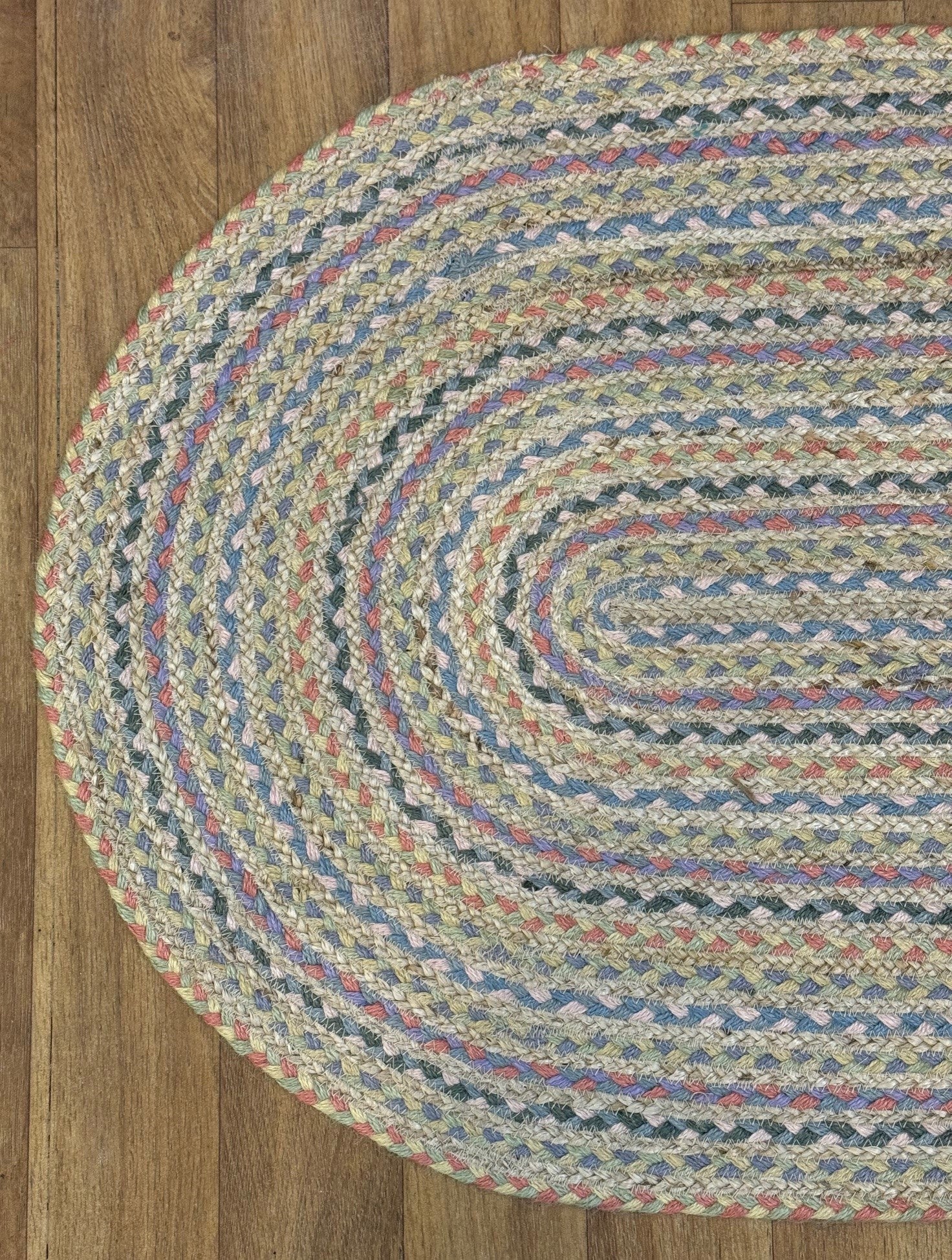 Pastel Fairisle Oval Jute Rug