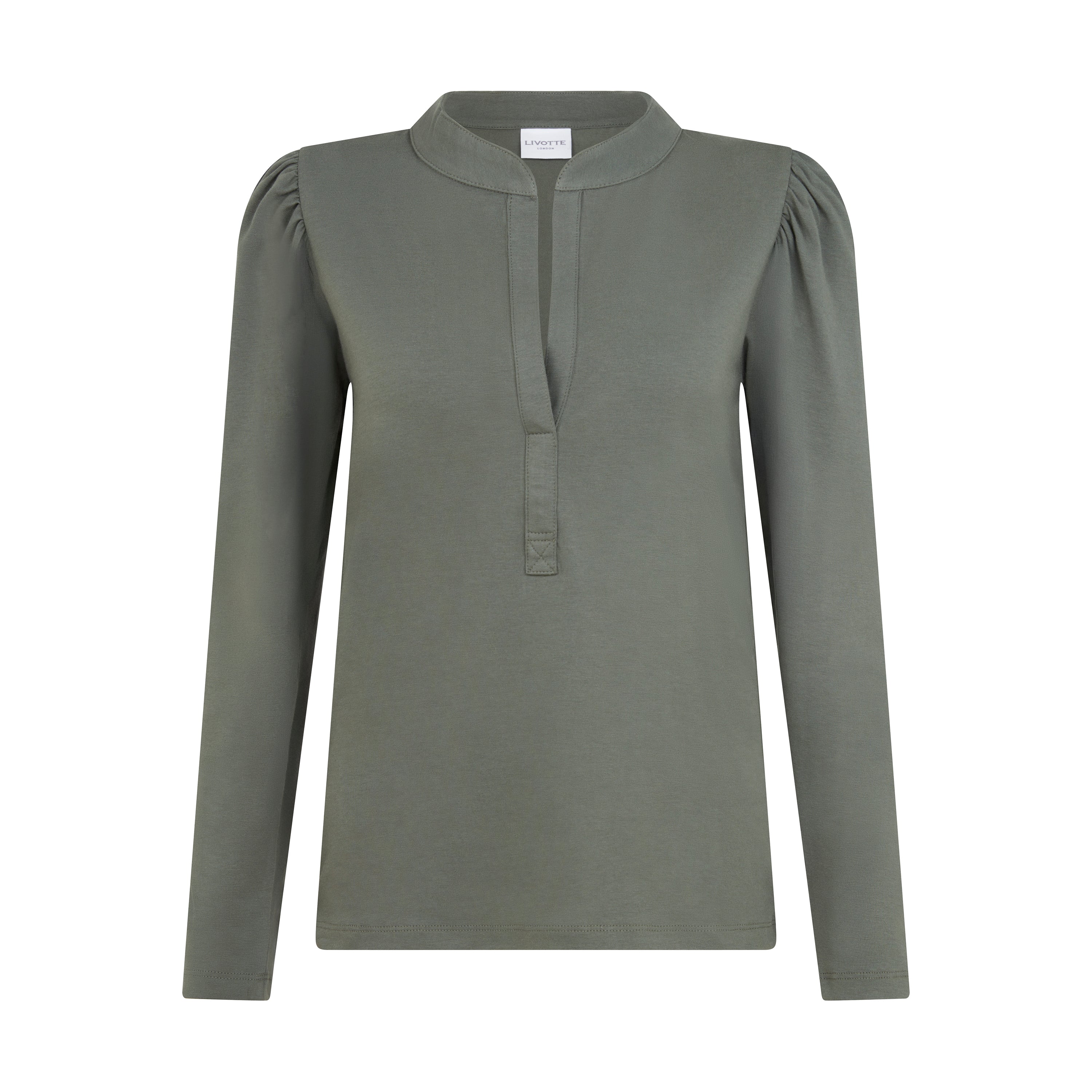 PAMMY-SPLIT NECK LONG SLEEVE SLIM FIT T-SHIRT