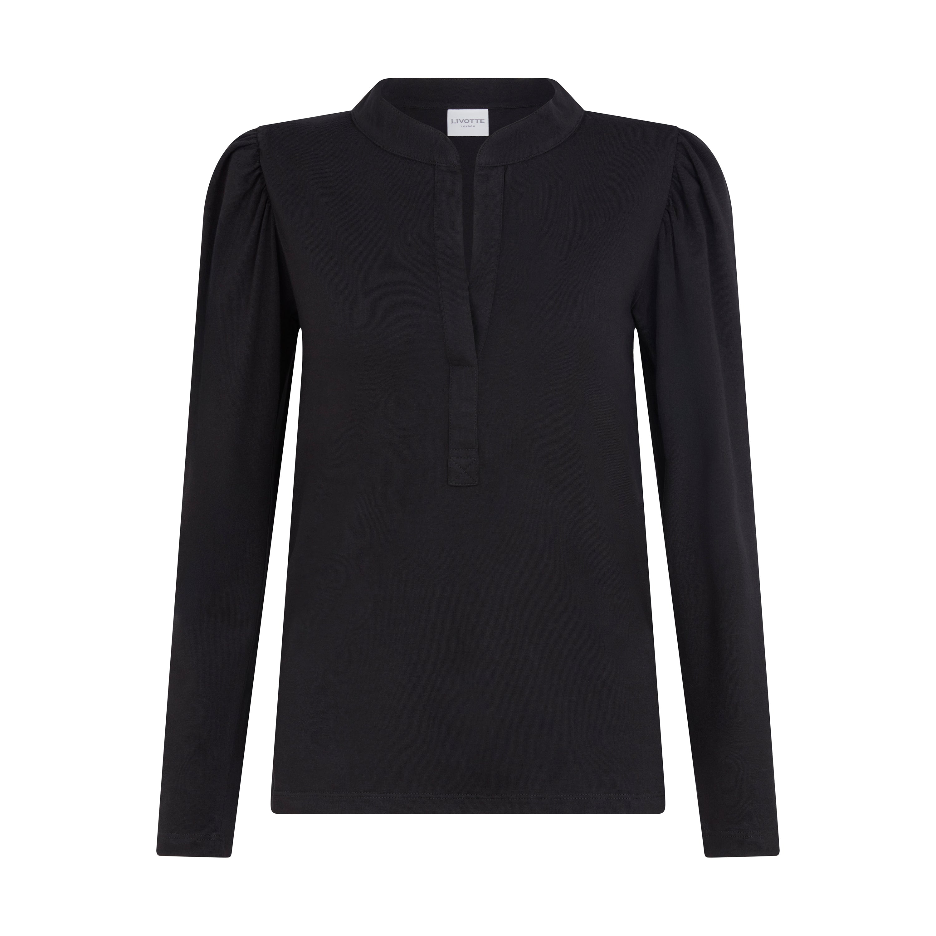 PAMMY-SPLIT NECK LONG SLEEVE SLIM FIT T-SHIRT