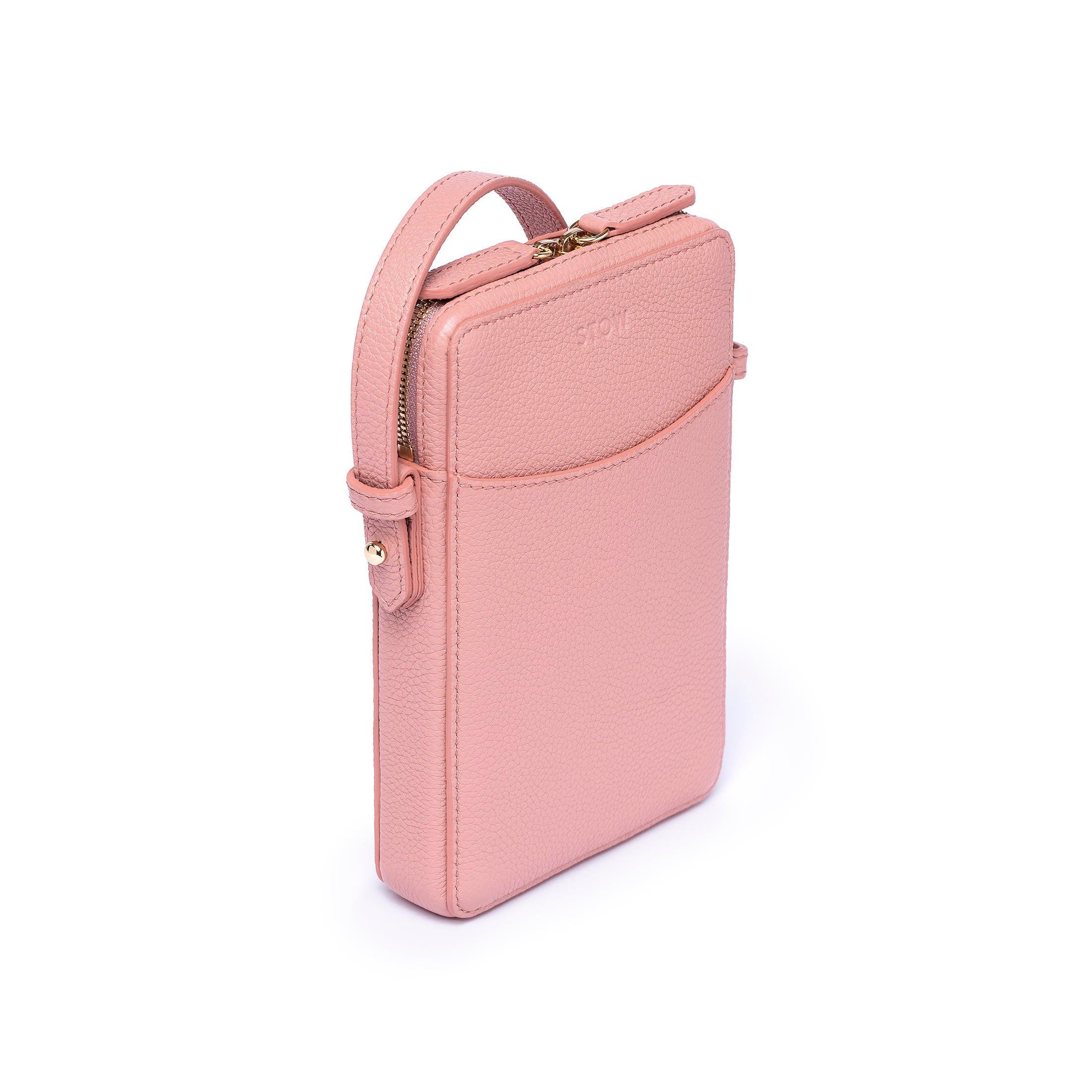 Phone Crossbody - Hazy Blush Pebbled Leather