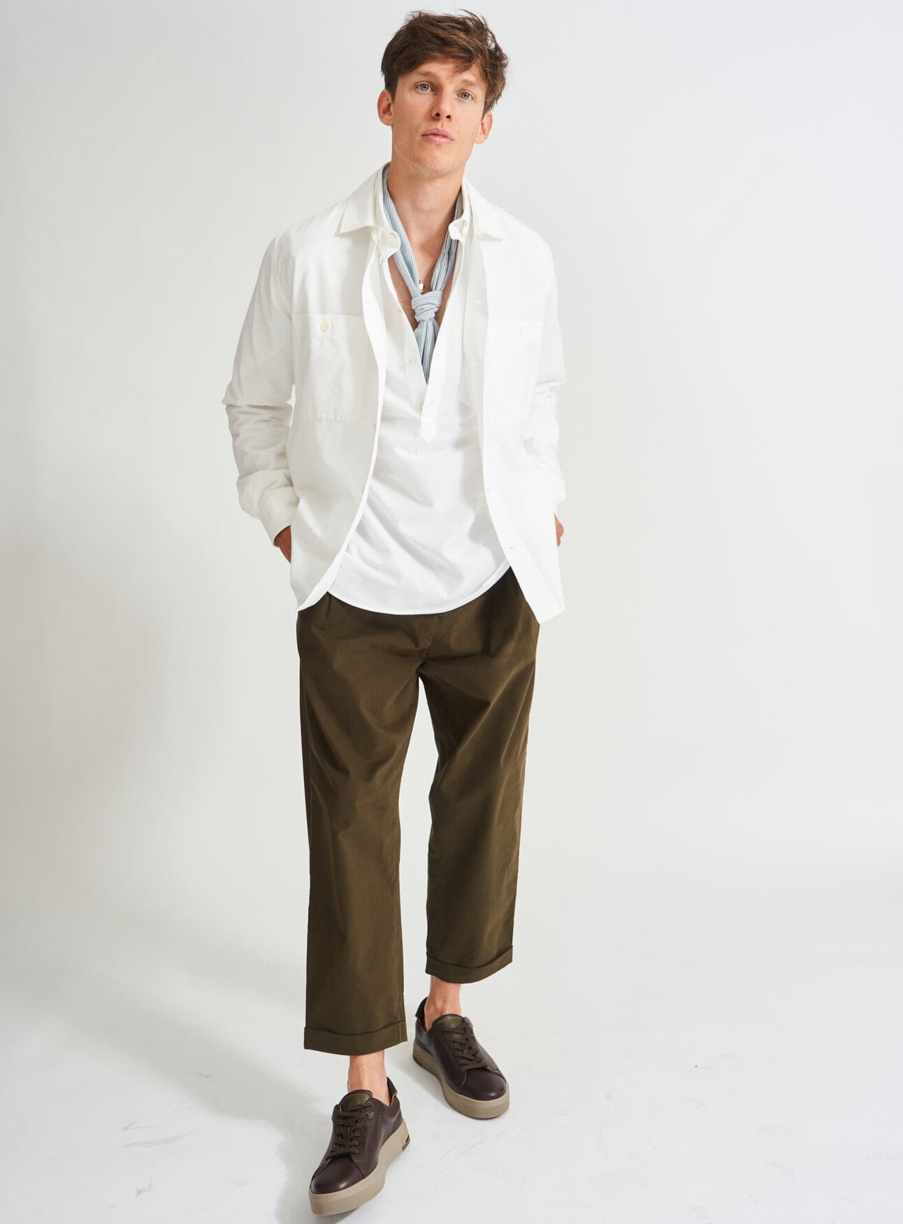 Recycled Italian White Double Pocket Shirt