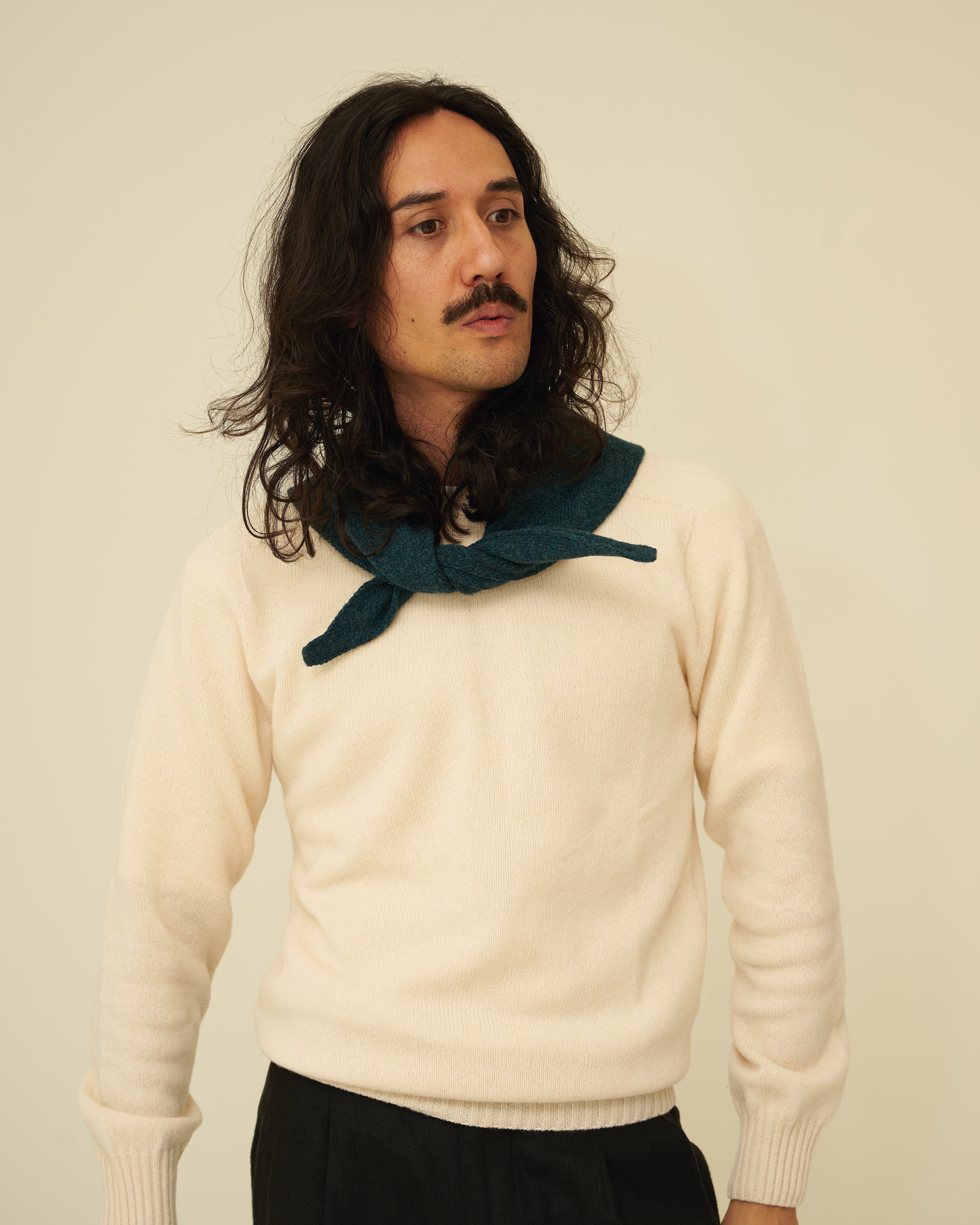 Merino Lambswool Neckerchief - Petrol Green (Knitted-to-Order)