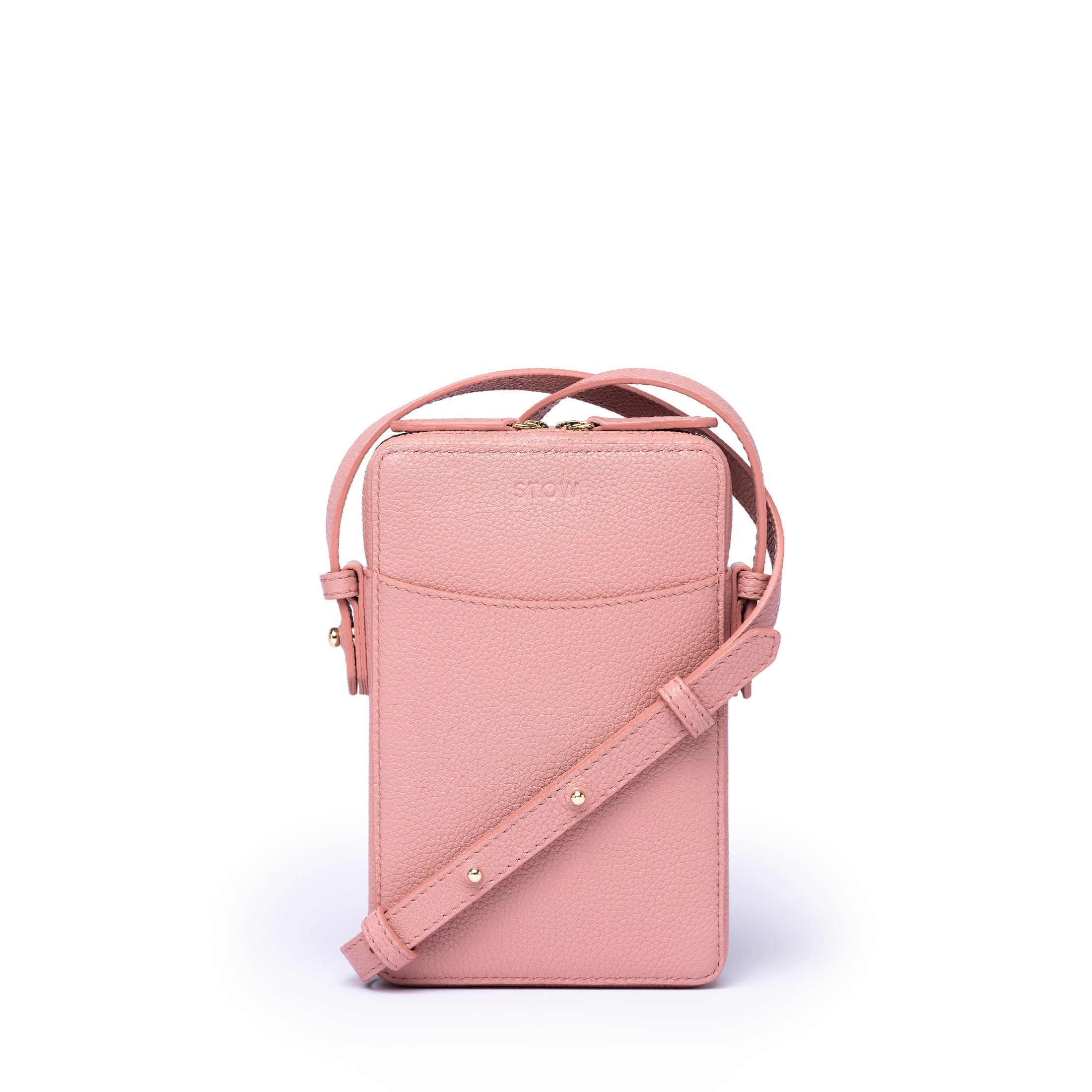 Phone Crossbody - Hazy Blush Pebbled Leather