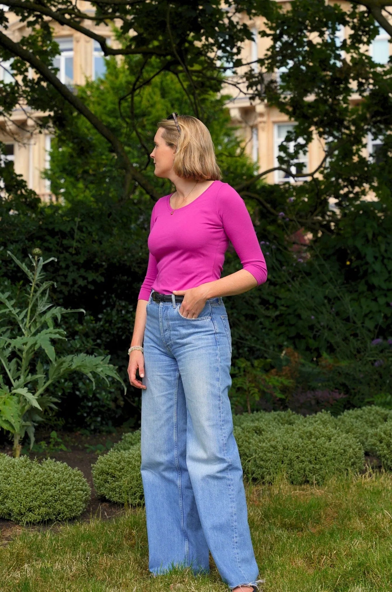 3/4 Sleeve Scoop Neck Cotton Modal Blend T-Shirt