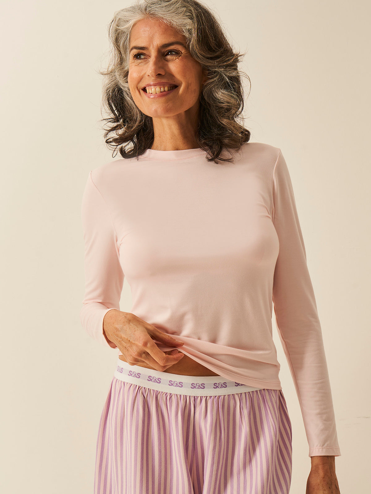 Long Sleeve Under Layer Top - Pale Pink