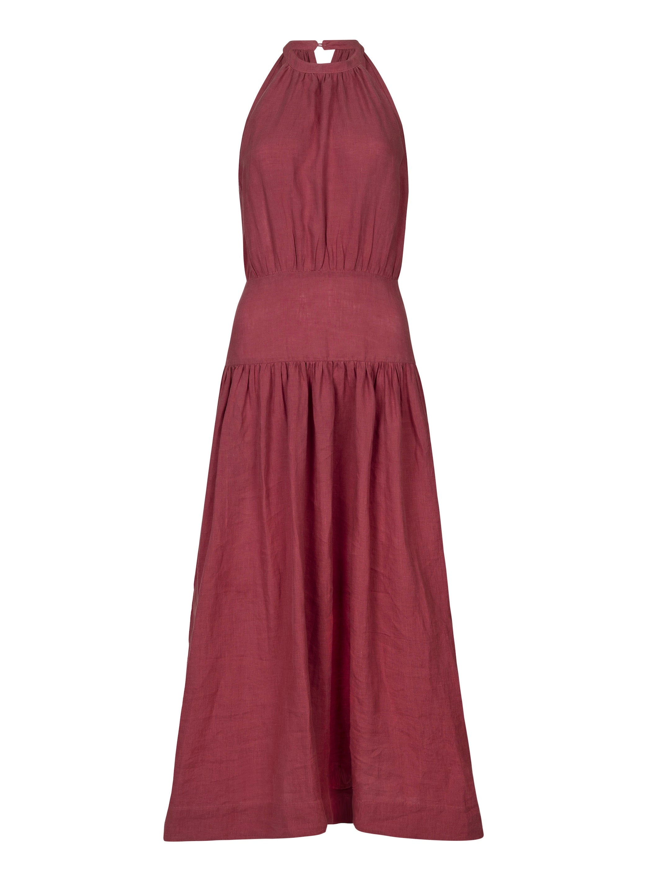 PRITI - Raspberry Linen Dress