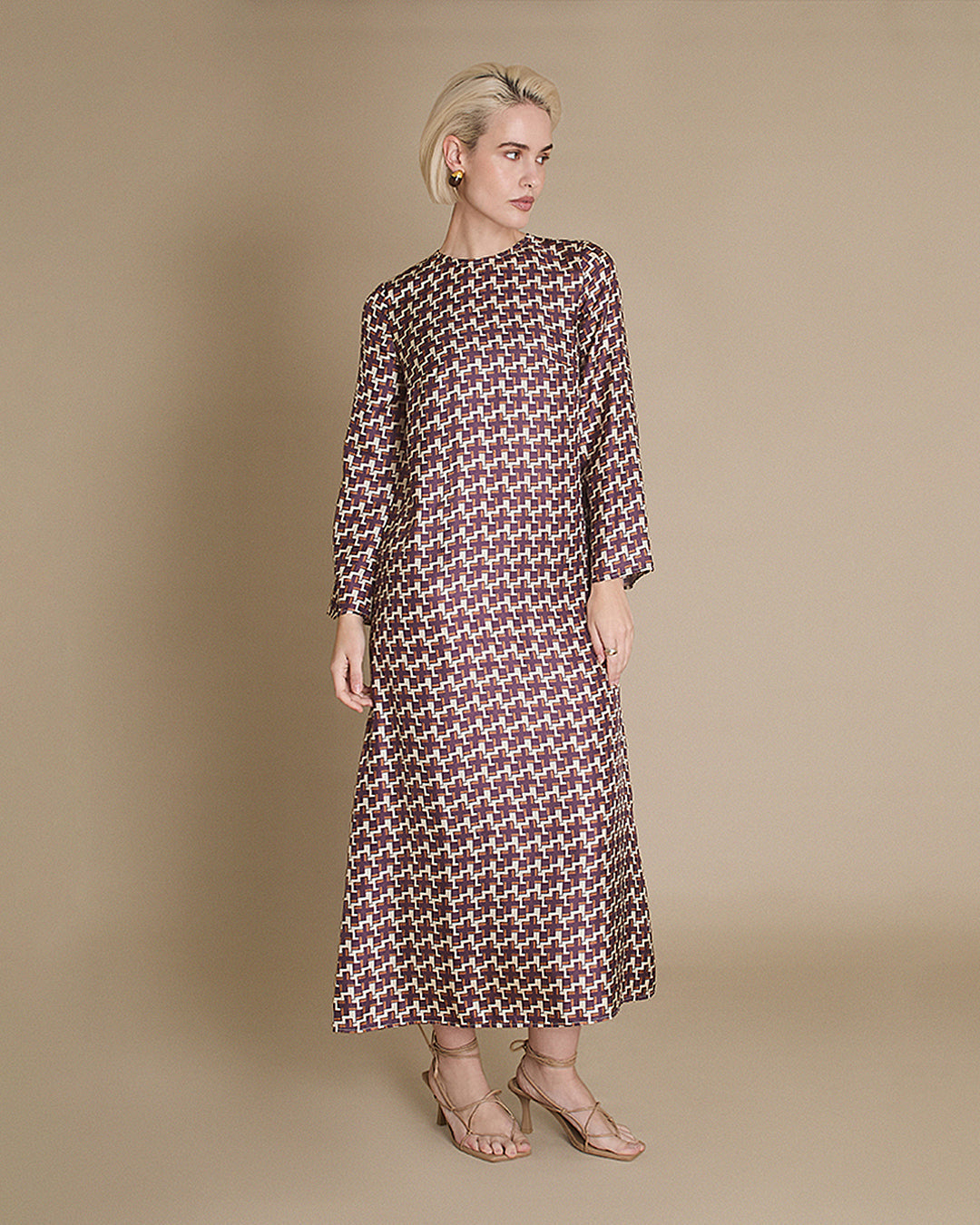 Scala - Cross Print Silk Twill Dress
