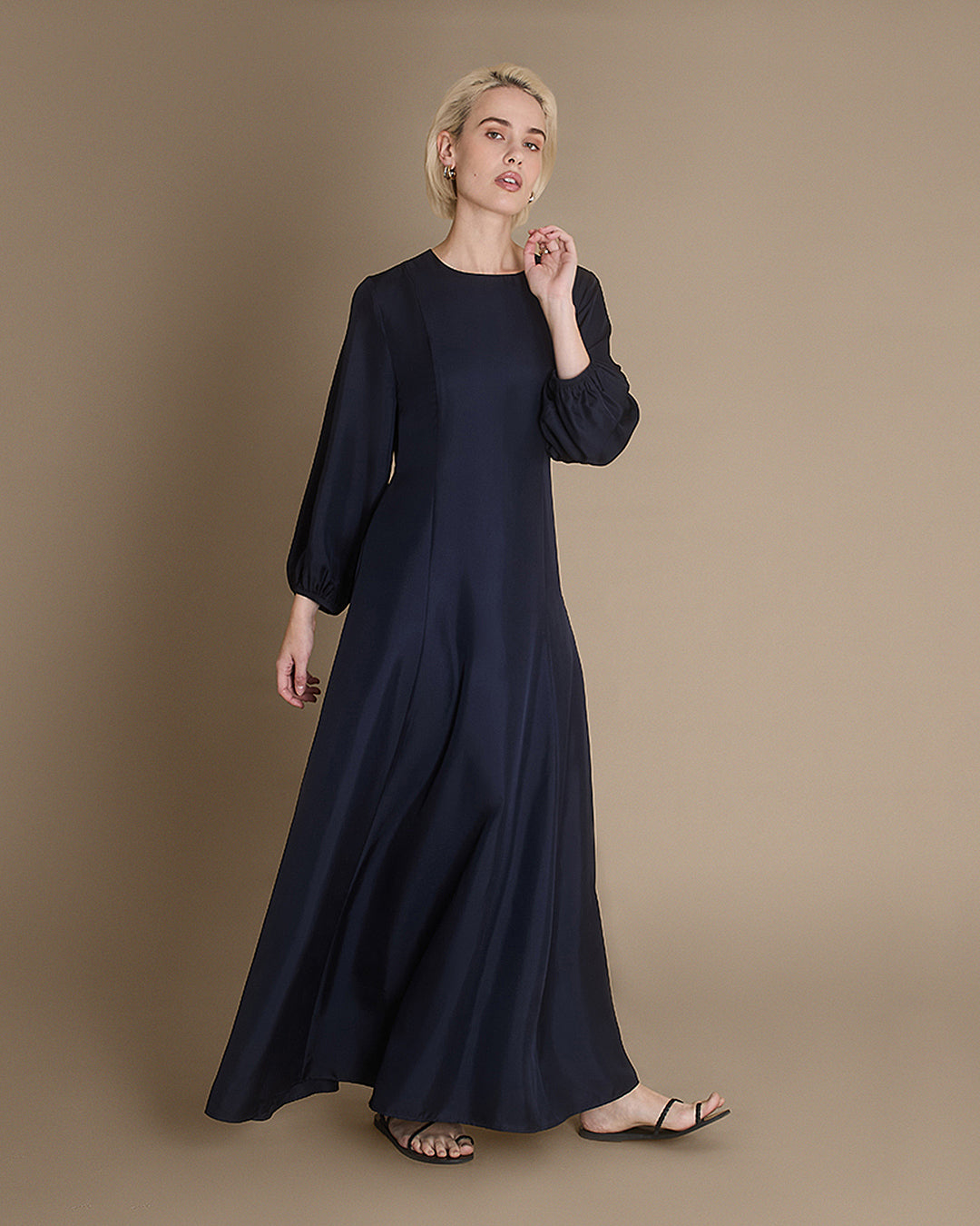 Chloe - Midnight Navy Silk Twill Dress
