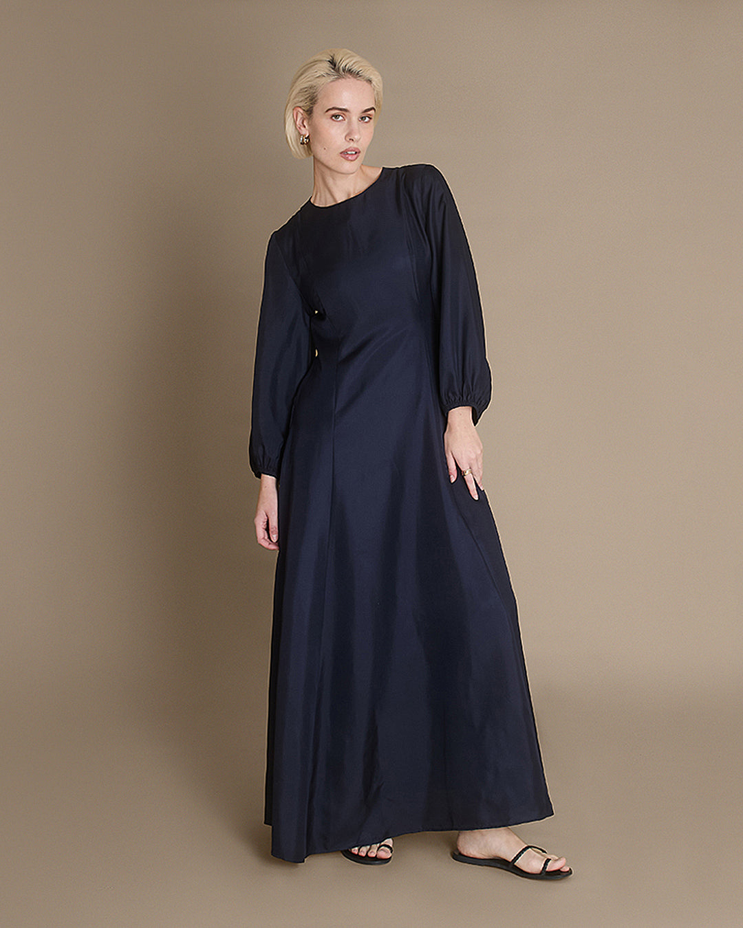 Chloe - Midnight Navy Silk Twill Dress