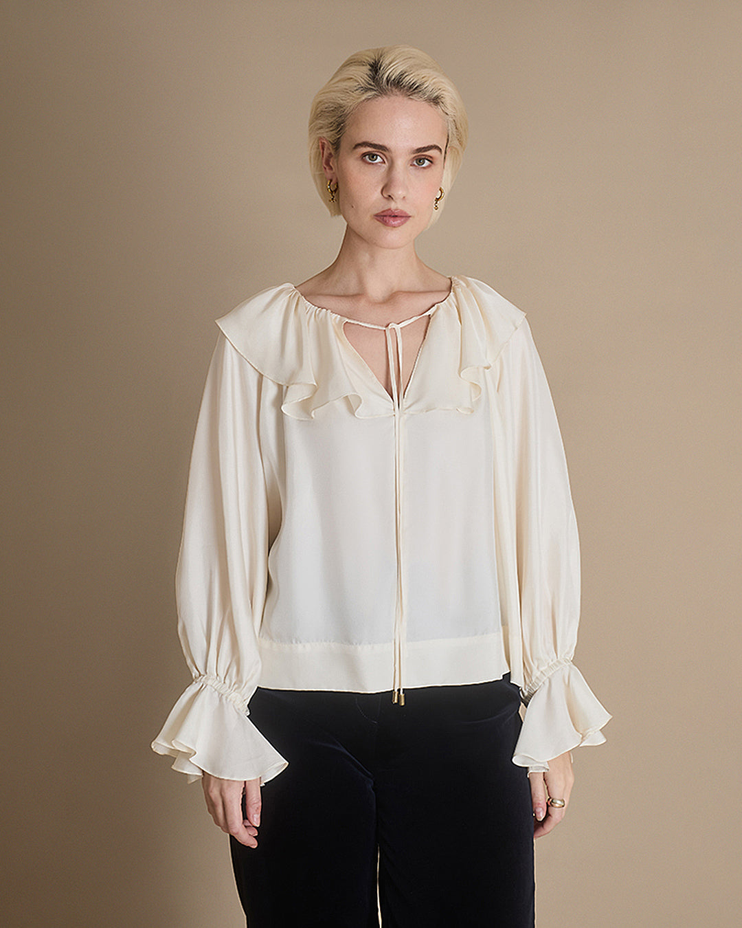 Florence - Panna Silk Twill Blouse