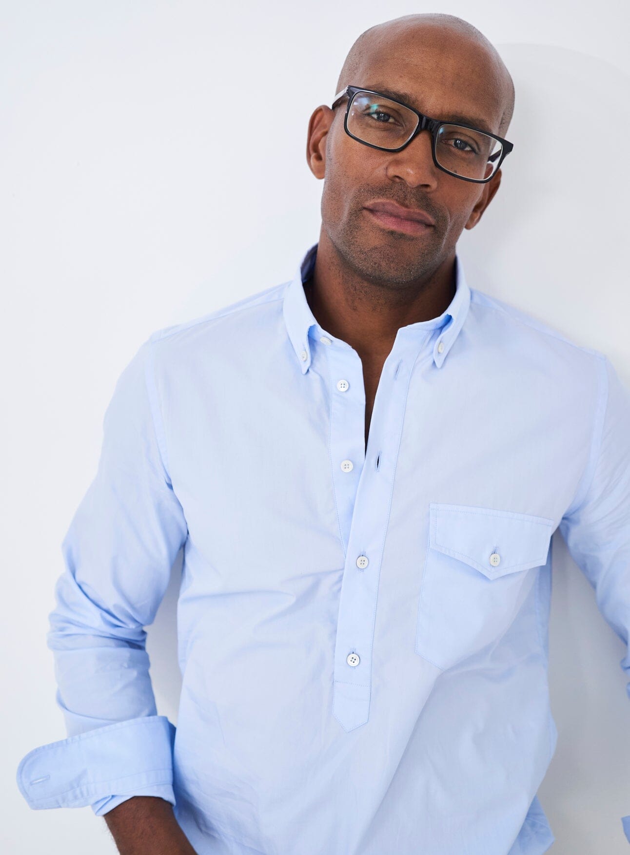 Regenerative Cotton Sky Modern Button-Down Collar Popover Shirt