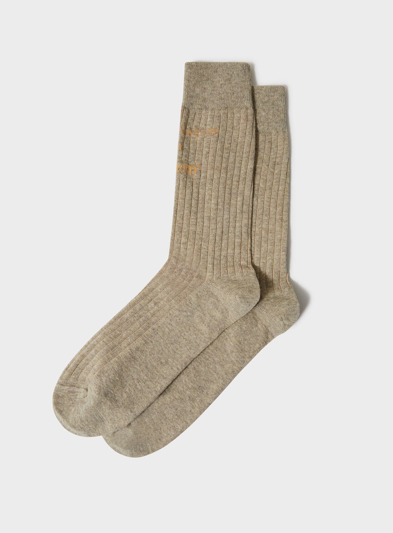 Recycled British Ribbed Cotton Oatmeal Men's Socks