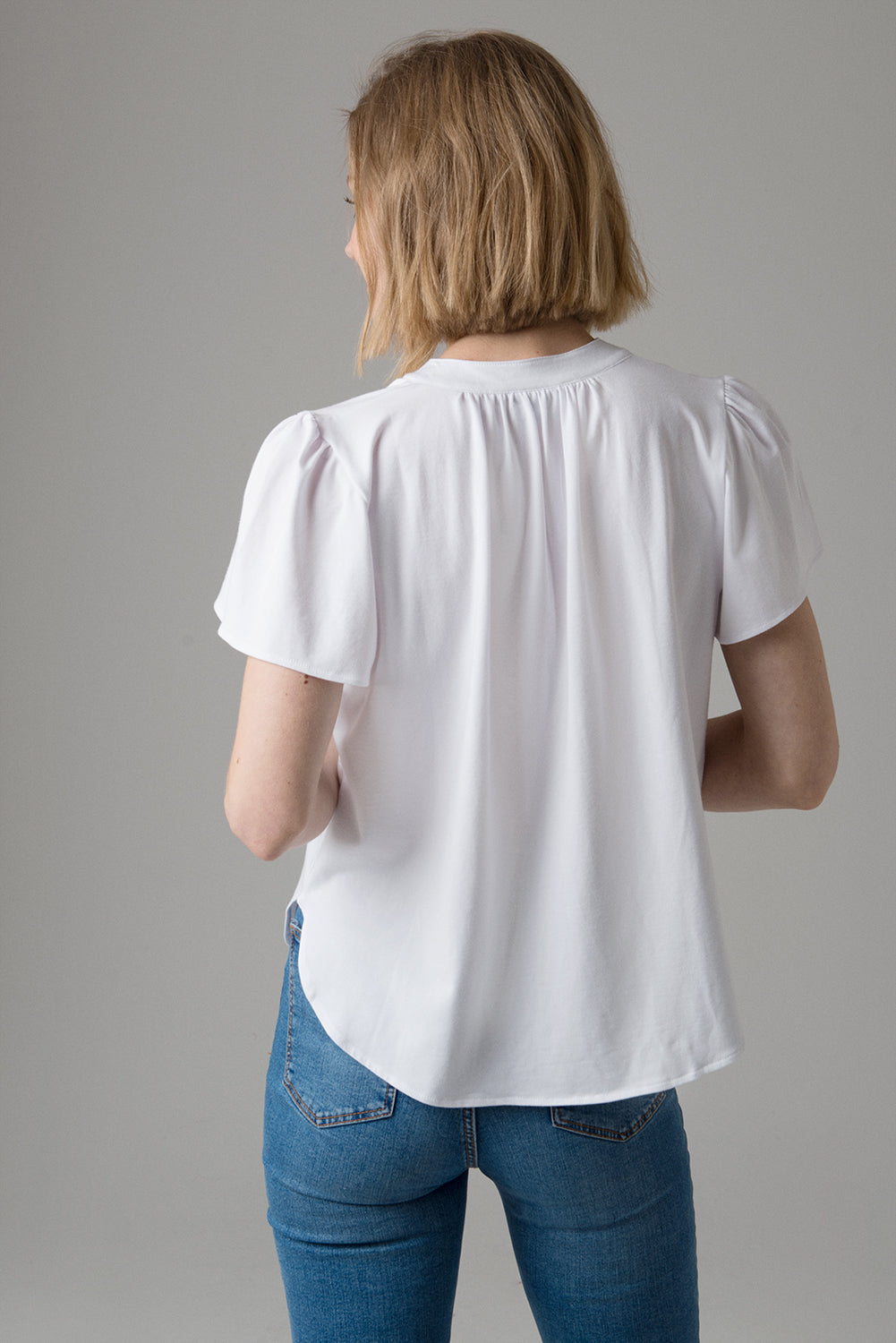 RACHEL-SPLIT NECK SHORT SLEEVE RELAXED FIT T-SHIRT