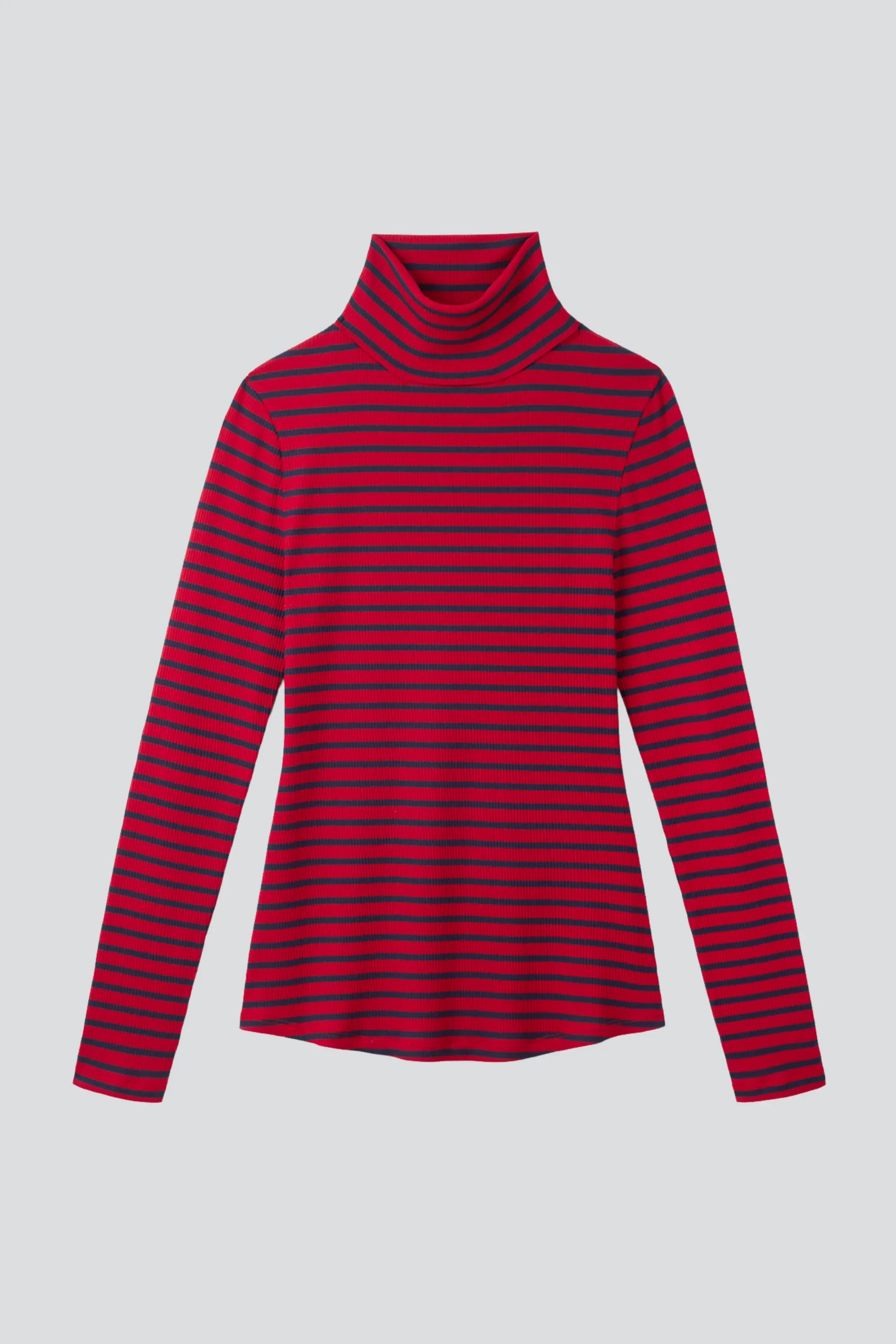 Striped Cotton Roll Neck