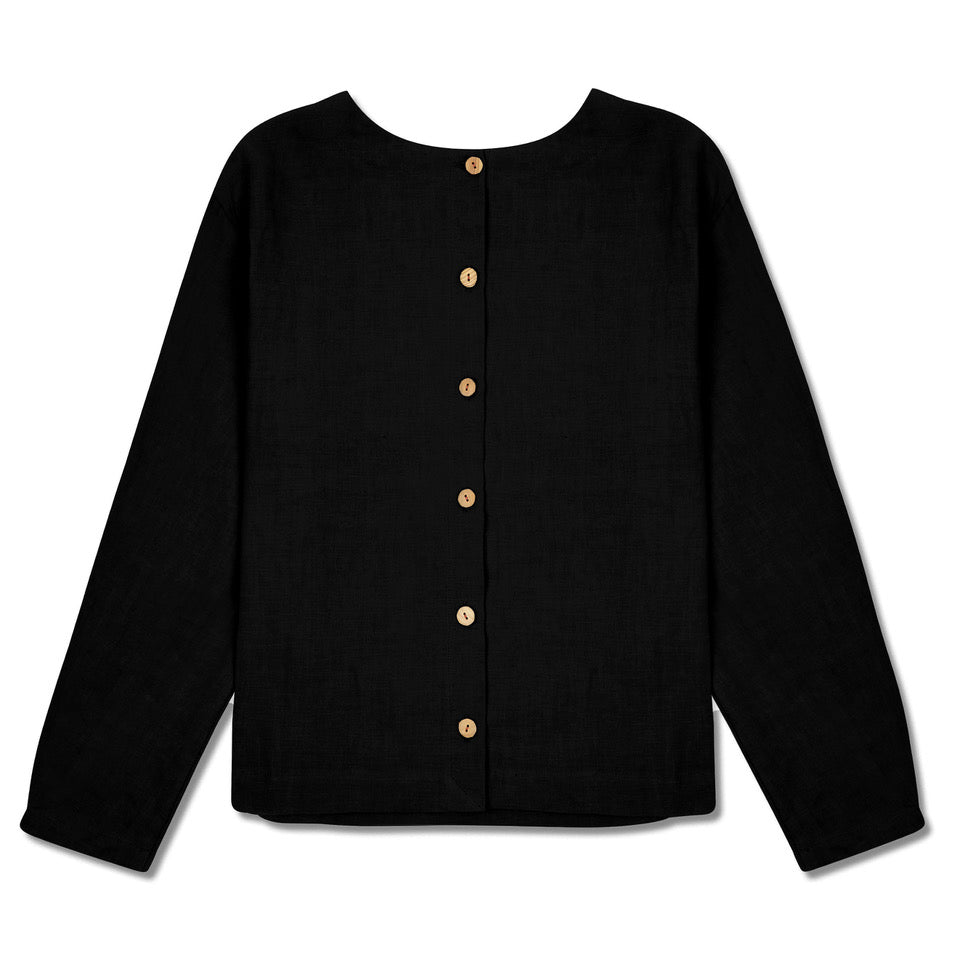 Roxane Linen Blouse - Black