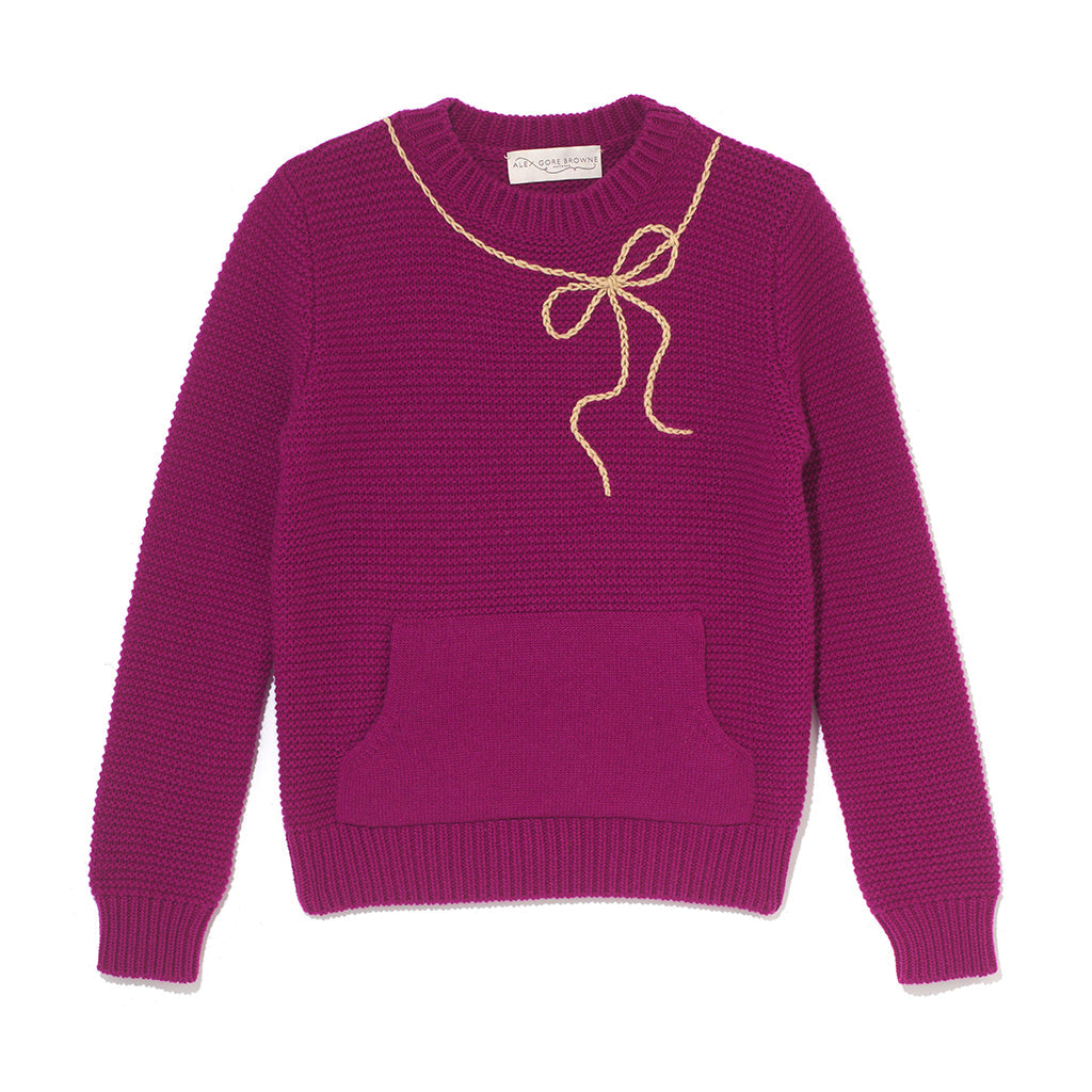 Saturday Sweater With Shoe Lace Bow - Cerise