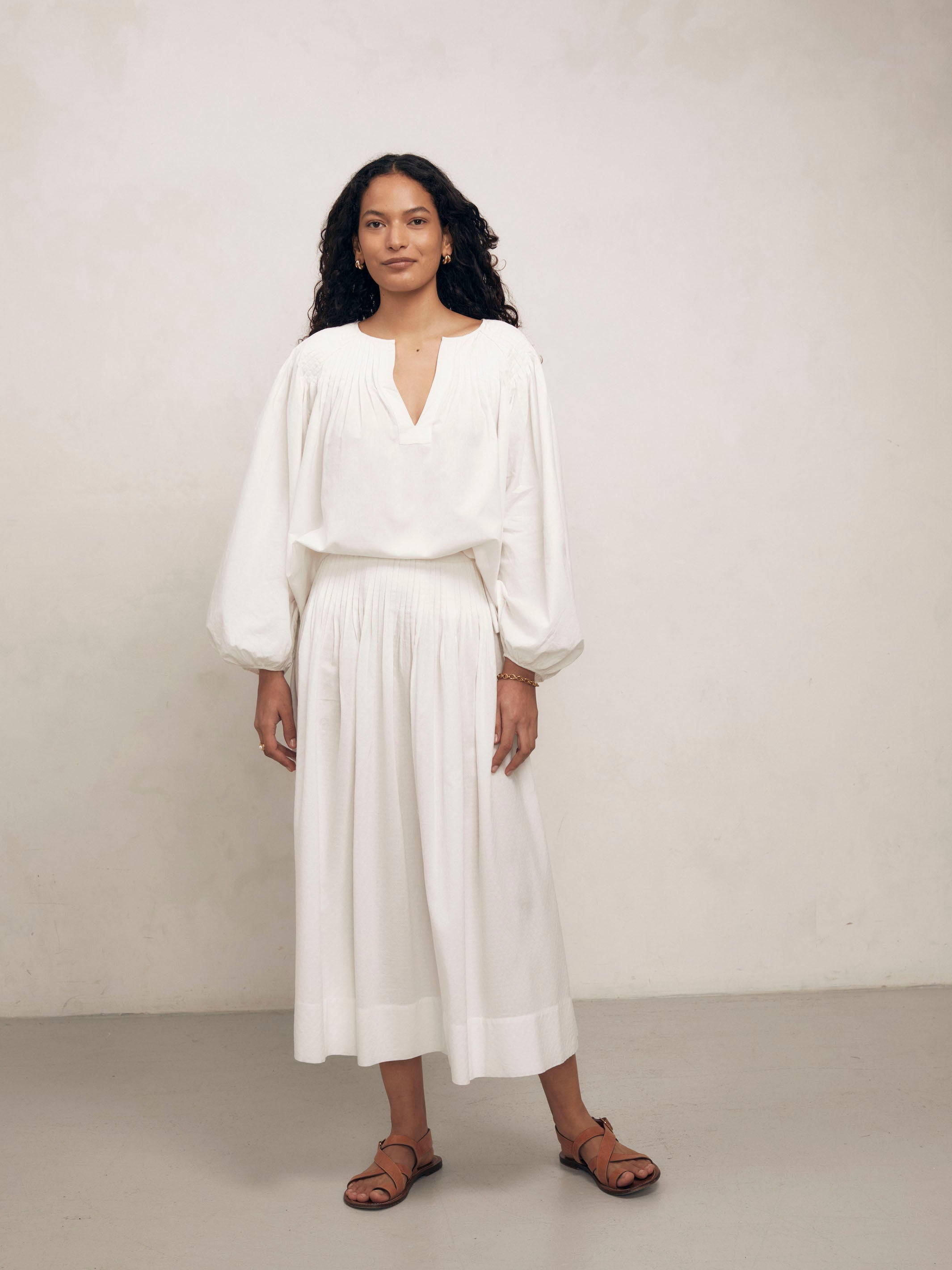 Suki - White Dot Cotton Skirt