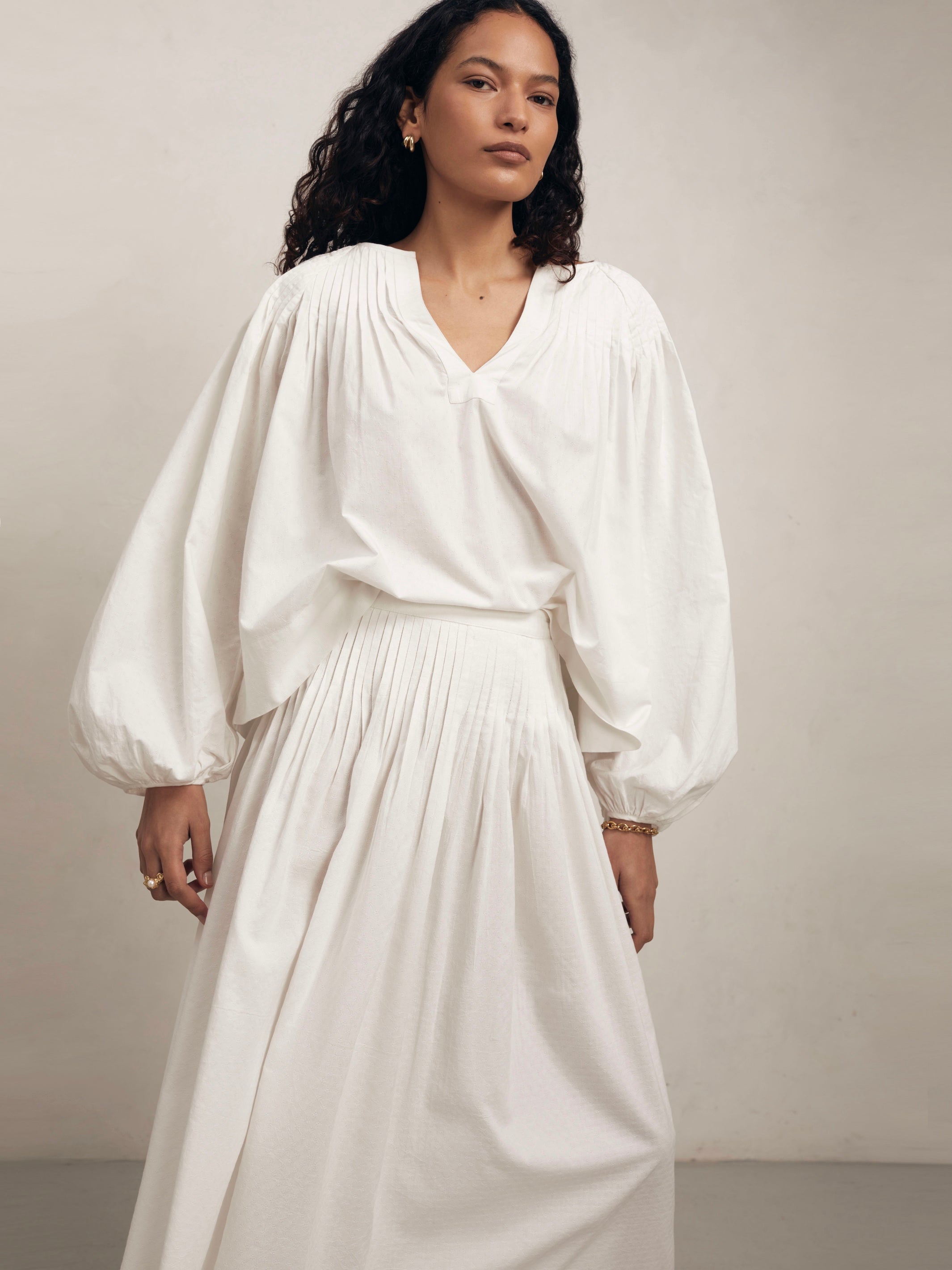 Suki - White Dot Cotton Skirt