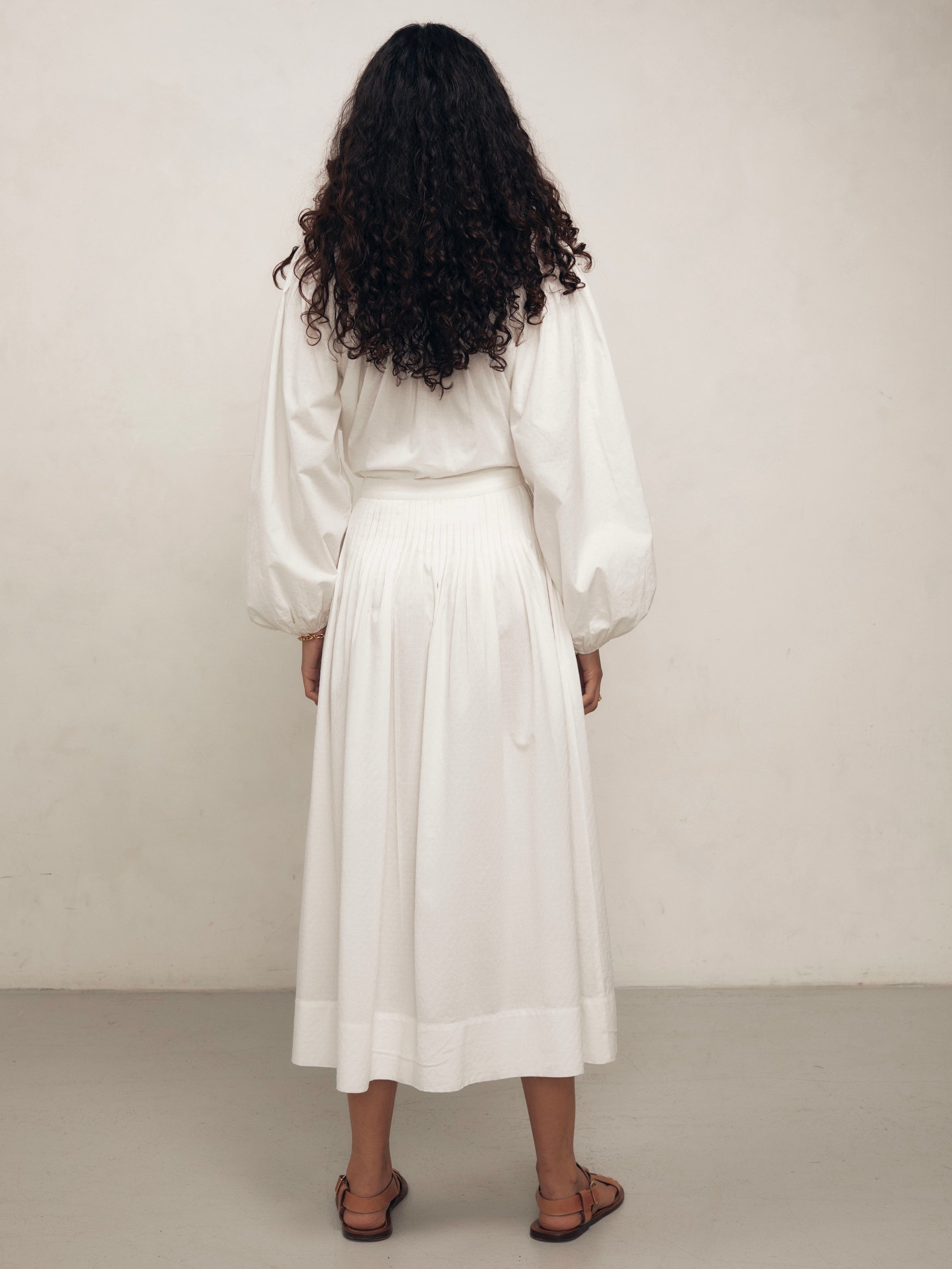 Suki - White Dot Cotton Skirt
