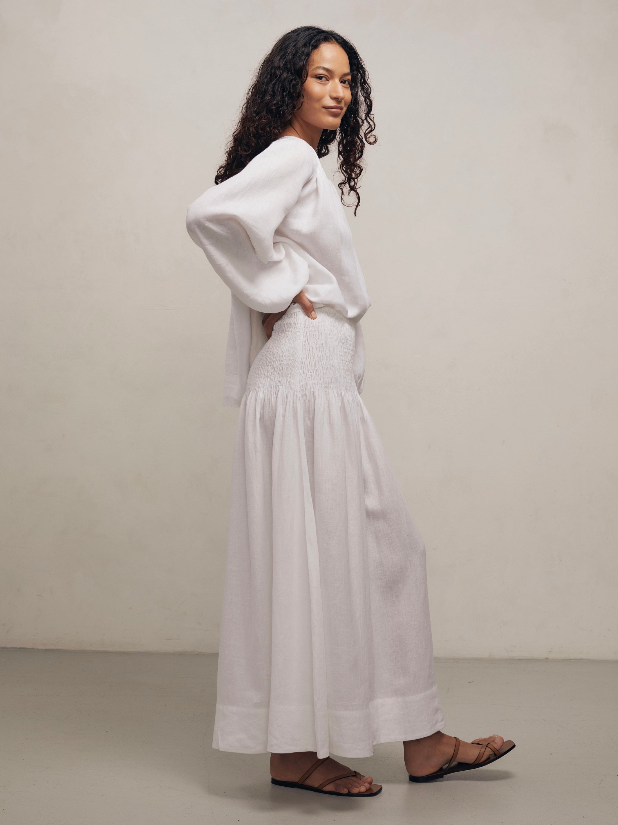 SULA - White Linen Skirt