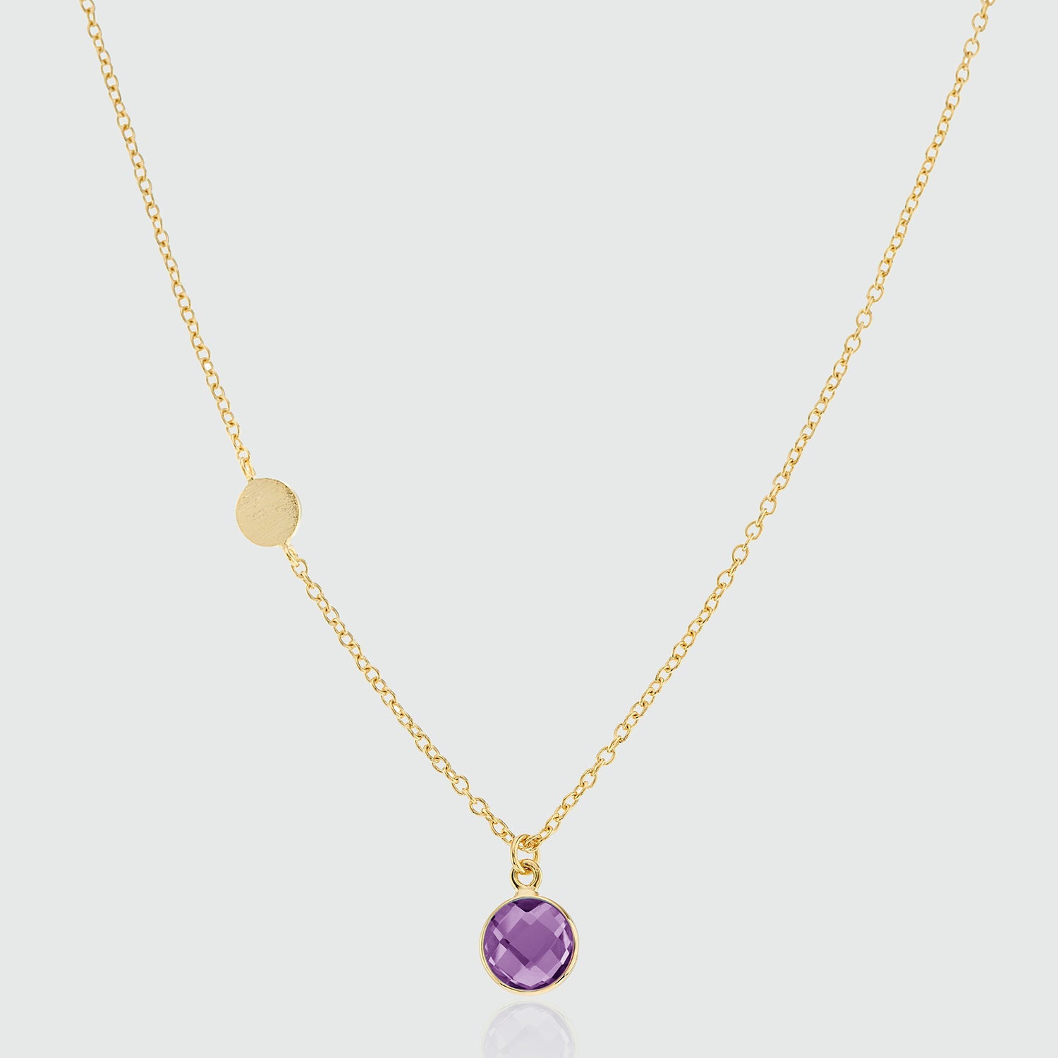 Salina Amethyst and Gold Vermeil Disc Necklace