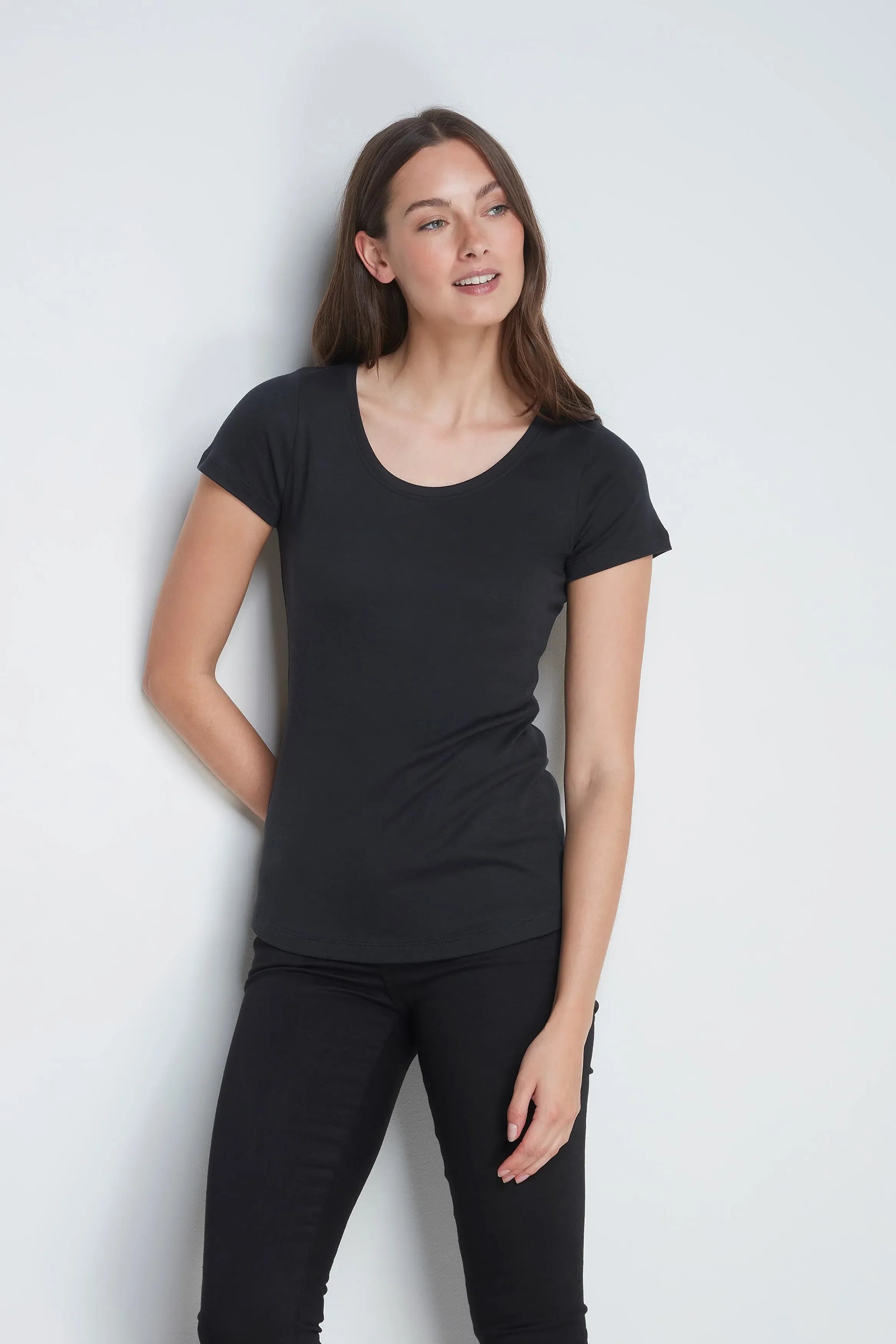 Scoop Neck Cotton Modal Blend T-Shirt