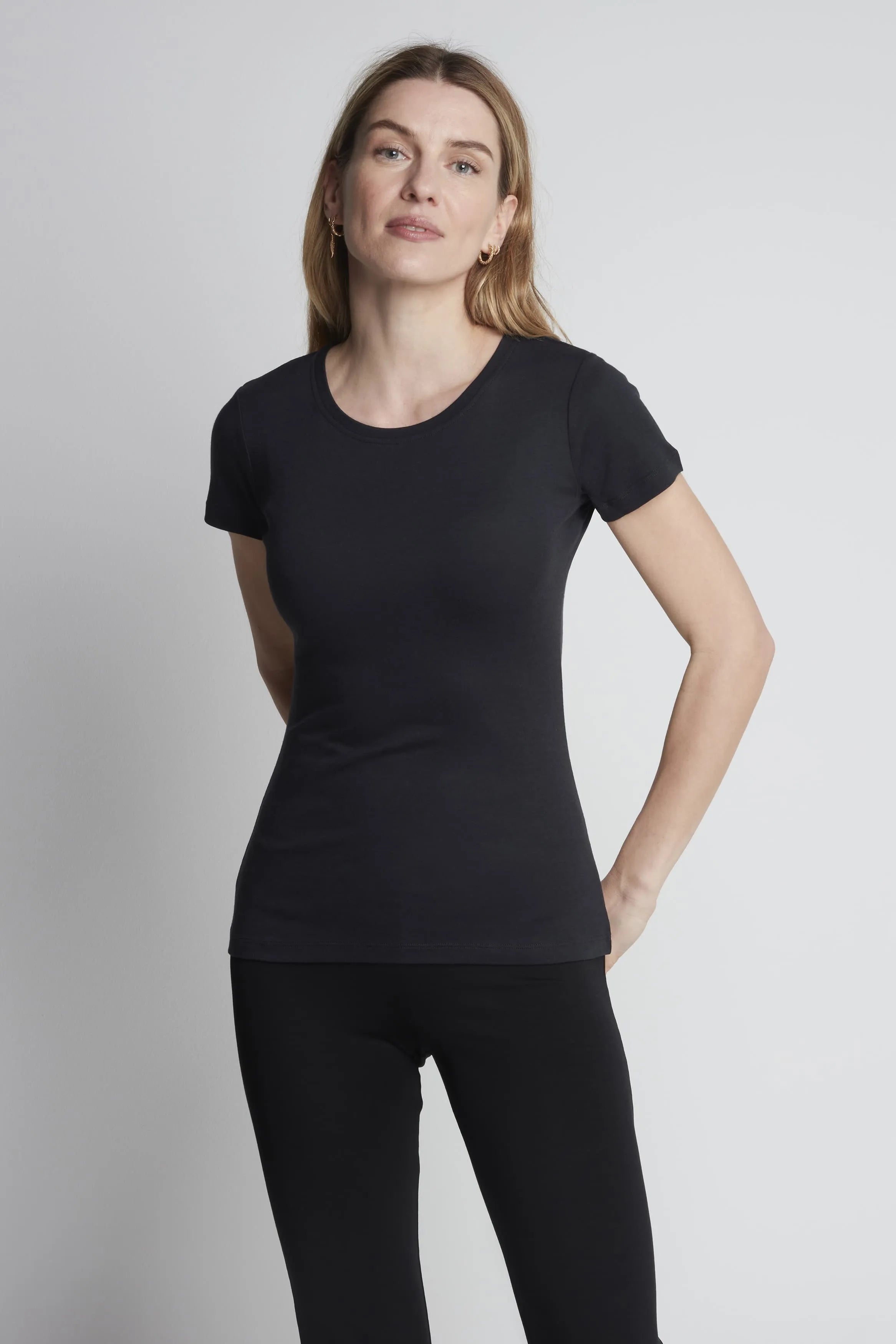 Short Sleeve Crew Neck Cotton Modal Blend T-Shirt