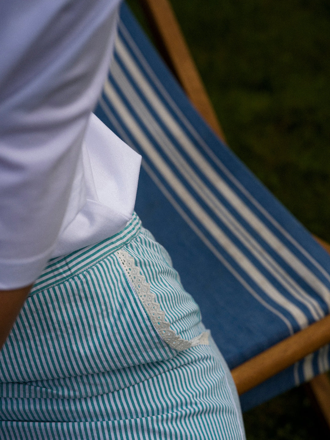The Green Stripe Seersucker Palazzo Pants