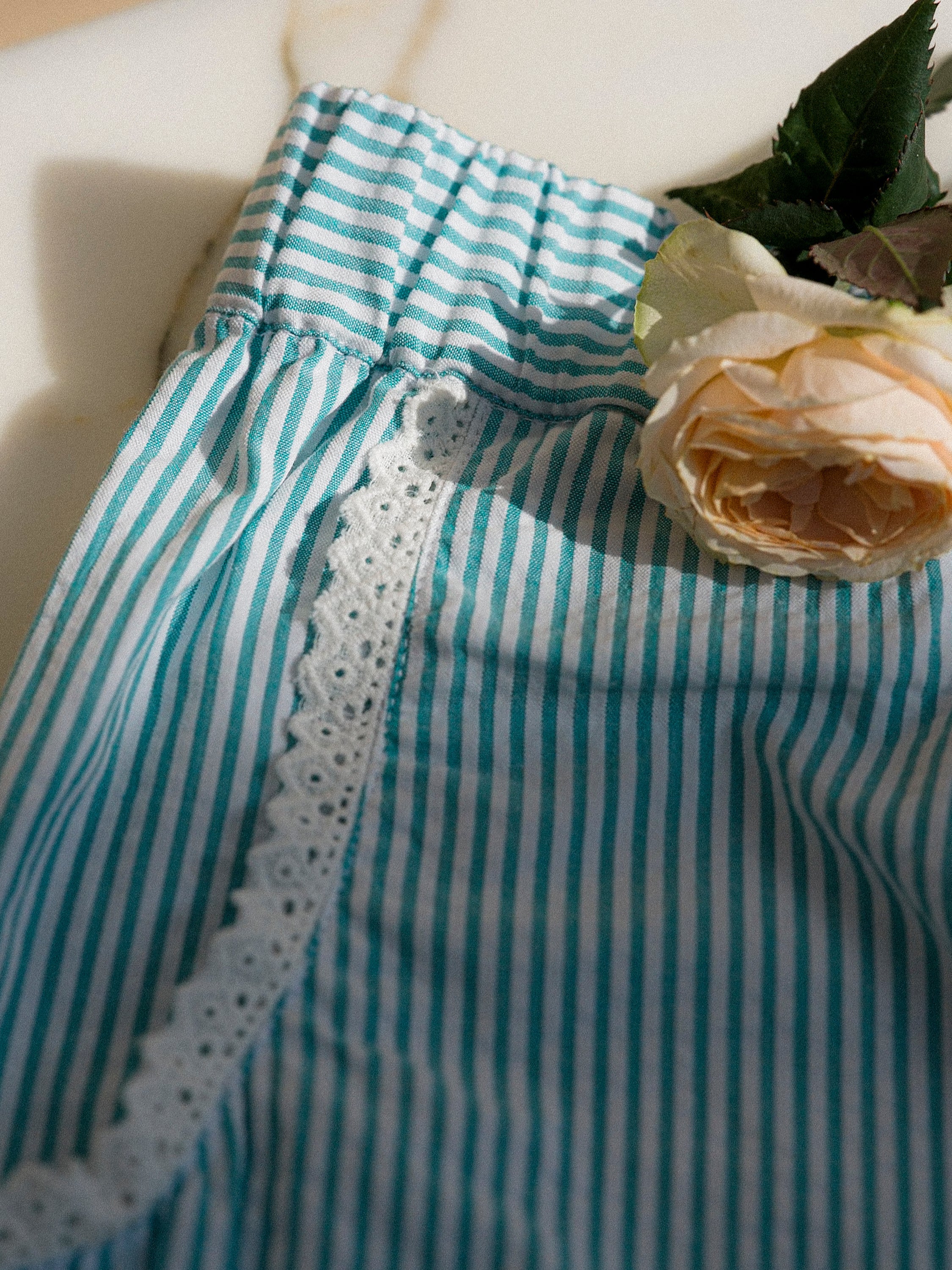 The Green Stripe Seersucker Palazzo Pants