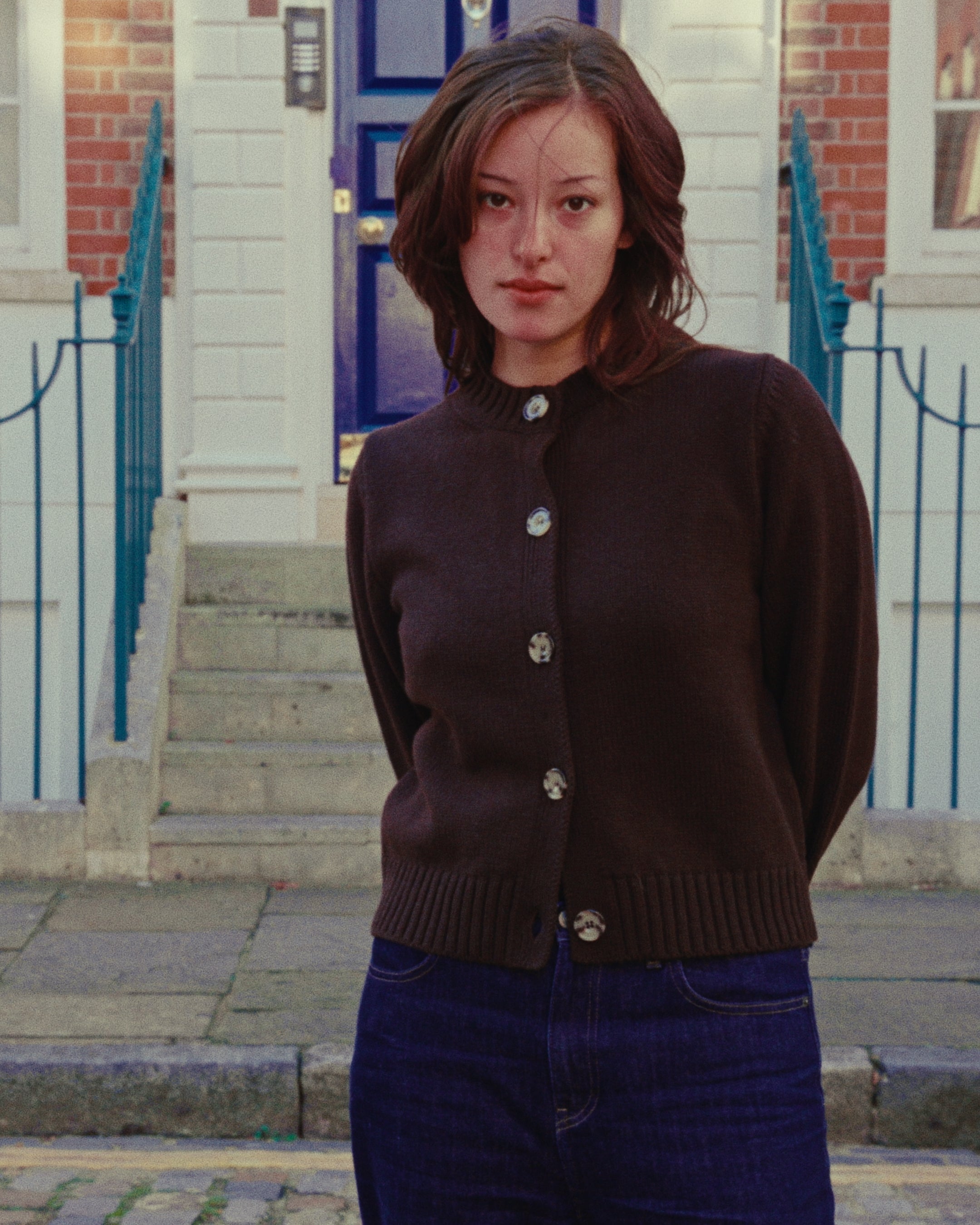 Merino Lambswool Cardigan - Dark Brown