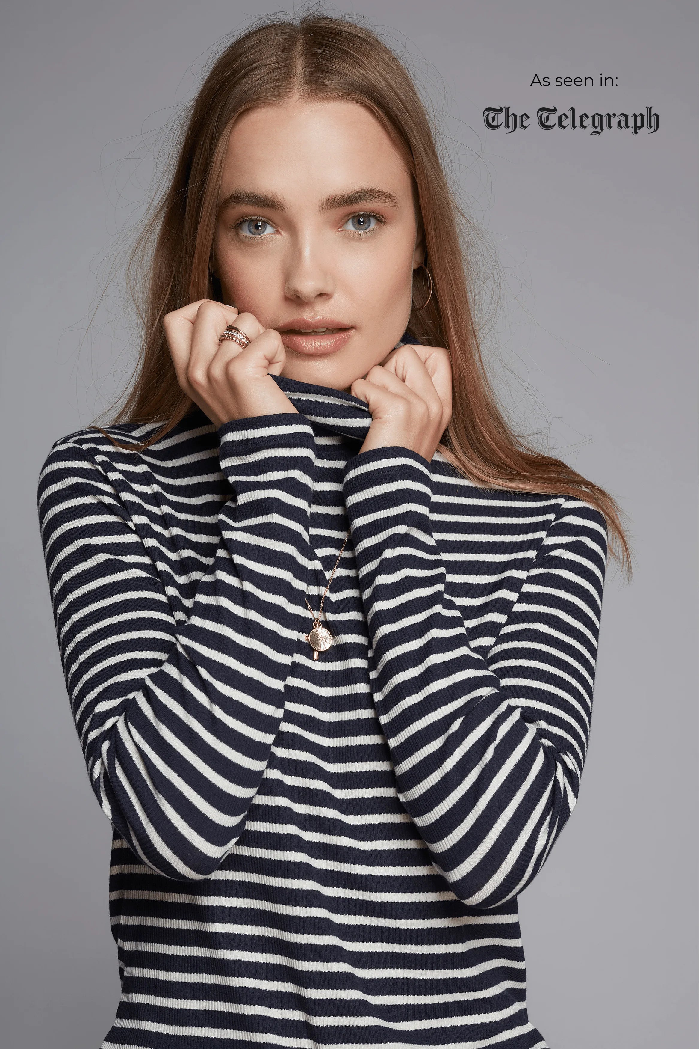 Striped Cotton Roll Neck