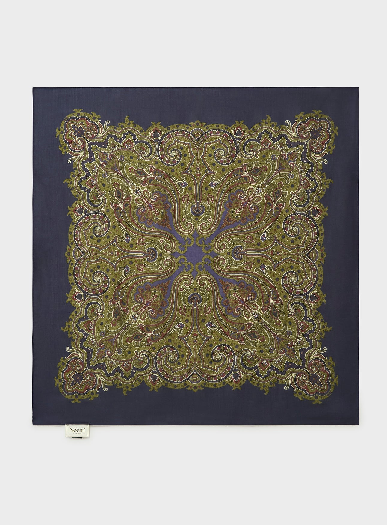 Italian Tencel Navy Paisley Neck Scarf