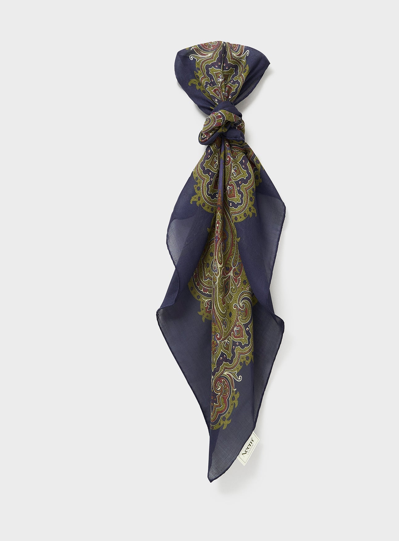 Italian Tencel Navy Paisley Neck Scarf