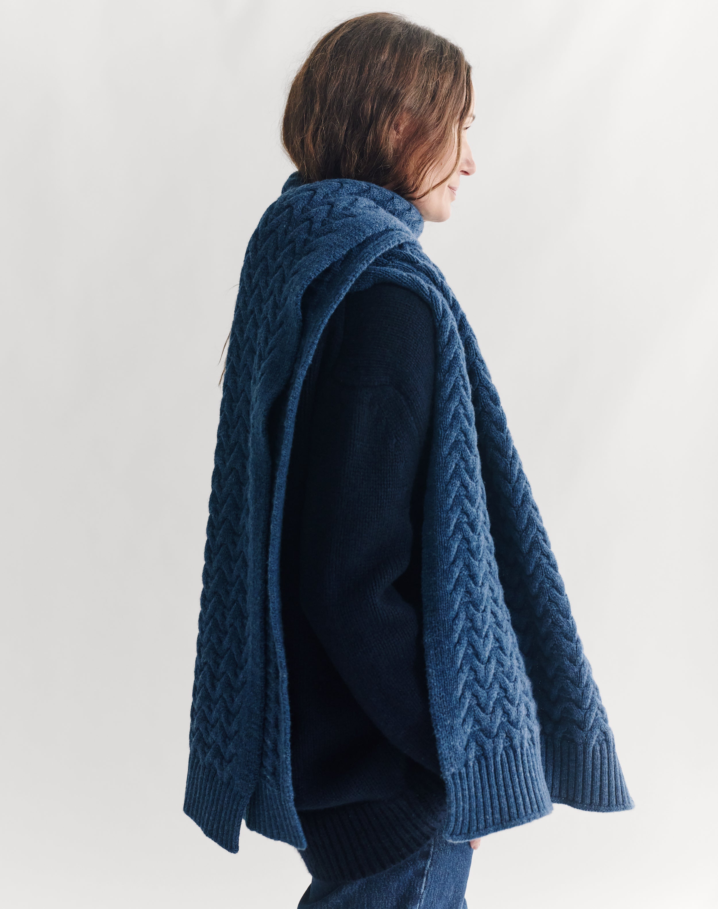 The Border Cable Scarf - Atlantic Blue