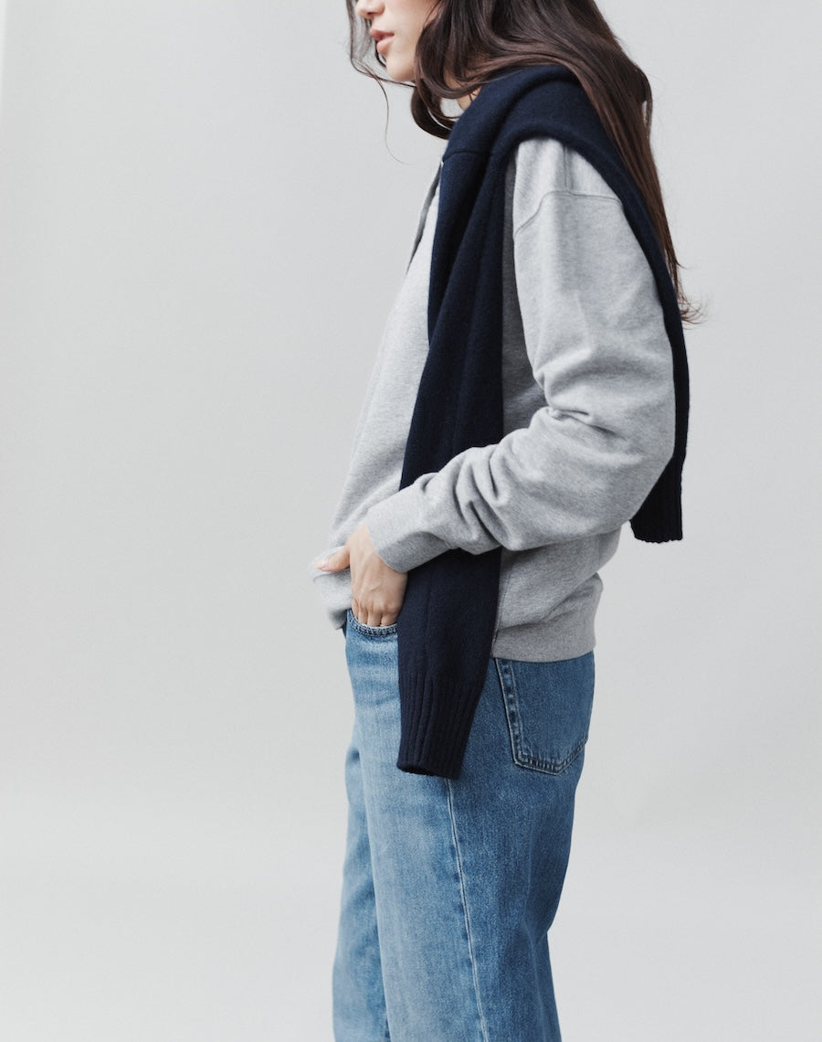 The LOOPBACK Henley Sweat - Slate Grey