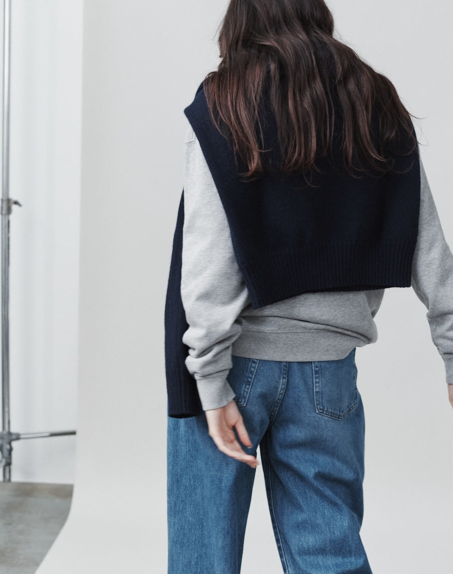 The LOOPBACK Henley Sweat - Slate Grey