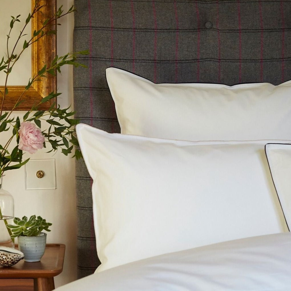 Set of 2 - Island Collection Signature Style Pillowcase - White With Silver Trim