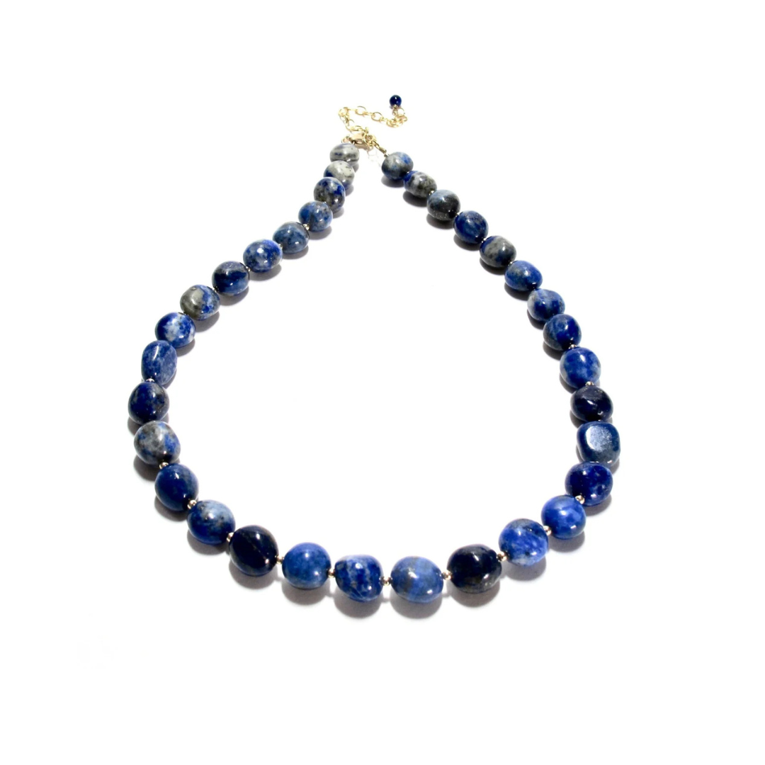 Lapis Lazuli Pebble Beads Necklace